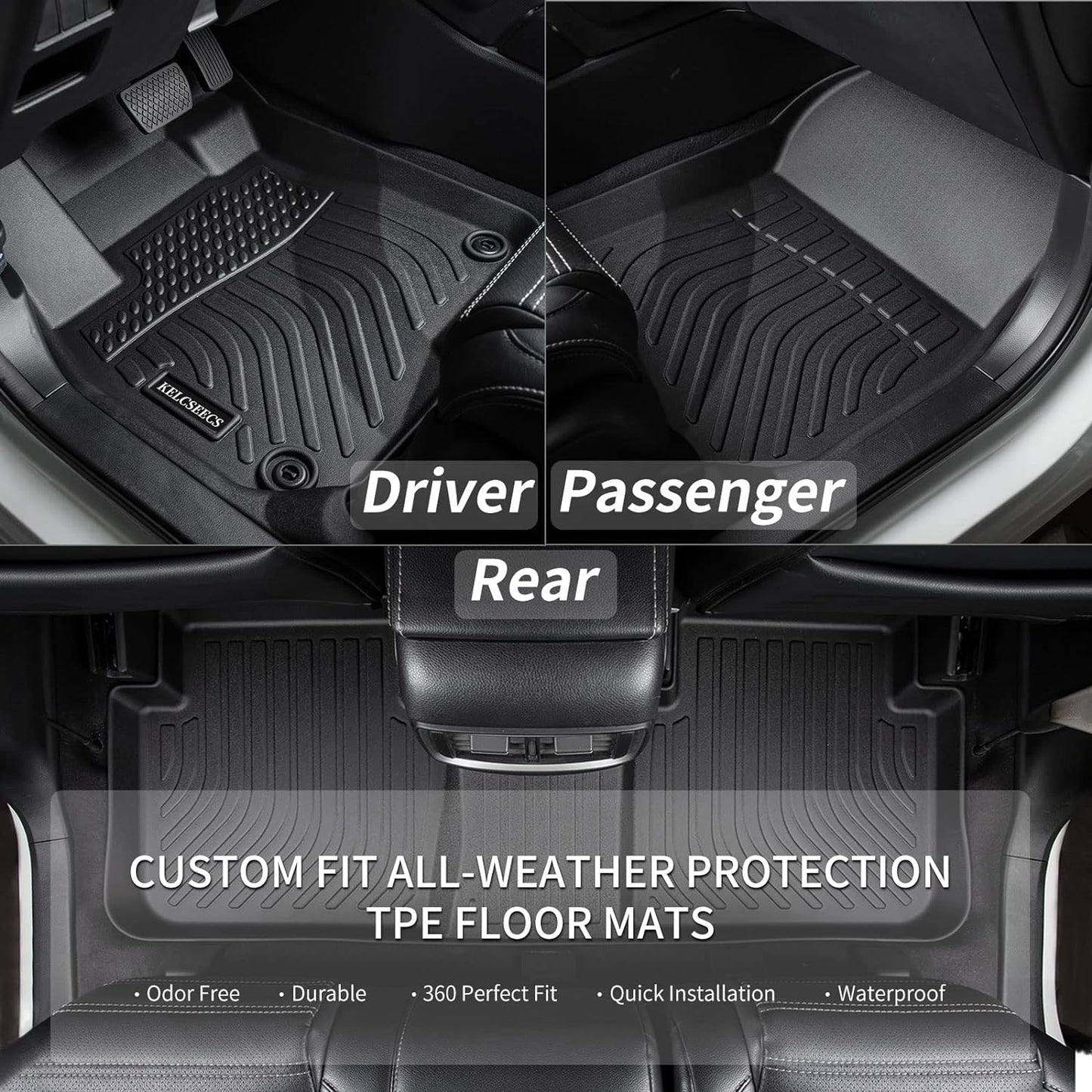 KELCSEECS Floor Mats & Cargo Liner Custom for Nissan Altima 2019-2024 All Weather Protection TPE Floor Liners Front& Rear Row Full Set Accessories Black