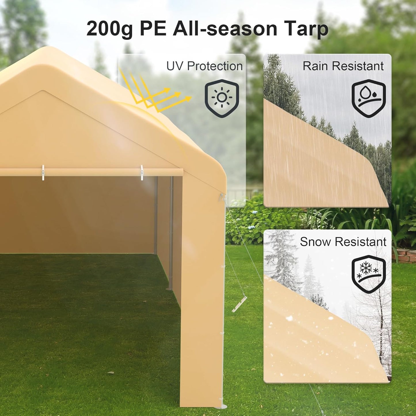 Morngardo Carport 10'x20' Heavy Duty Car Canopy Portable Garage with Removable Sidewalls & Doors for Truck Boat Car Port, Party, Storage (Yellow)