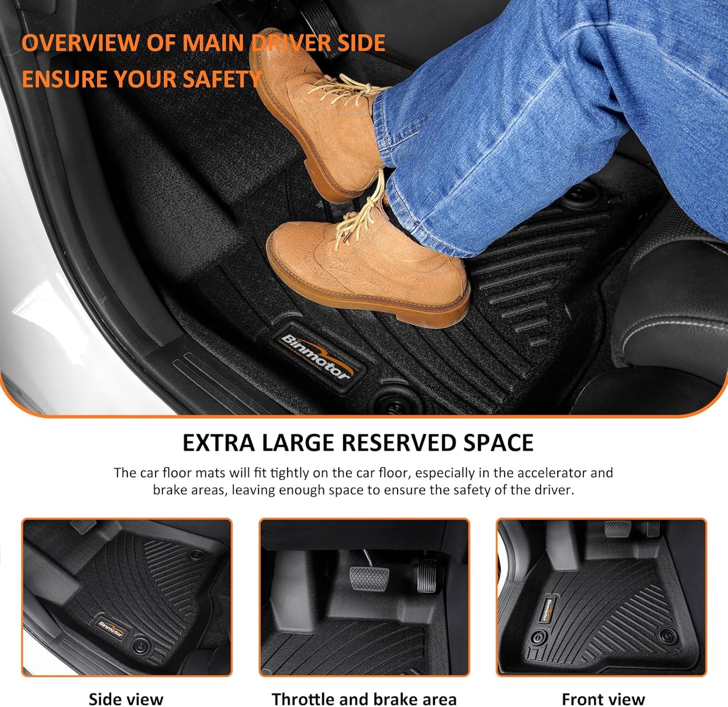 Binmotor-All Weather Floor Mats for Nissan Pathfinder 2022 2023 2024 2025, 8 Passenger, 3 Rows, for Infiniti QX60 7 Passenger, Heavy Duty Car Floor Liners Pathfinder Accessories