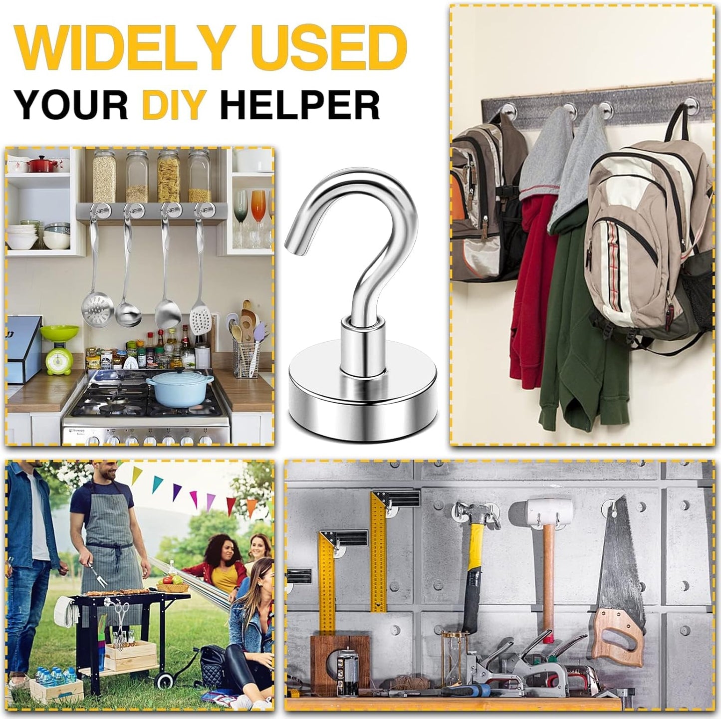 DIYMAG Magnetic Hooks, 30lbs+ Magnet Hook 2025 Cruise Cabin Ship Essentials Heavy Duty Strong Magnets Refrigerator Fridge Hanging for Classroom Beach Vacation Kitchen Grills Home 60 Pack