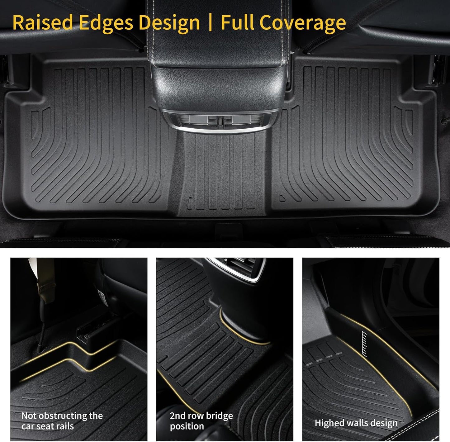GINOWY-Floor Mats & Cargo Liner for Lincoln Corsair 2020-2024 2025 (Not for Plug-in Hybrid), TPE All Weather Corsair Car Floor Mats, Non-Slip Trunk Mat Corsair Floor Liners Accessories Black