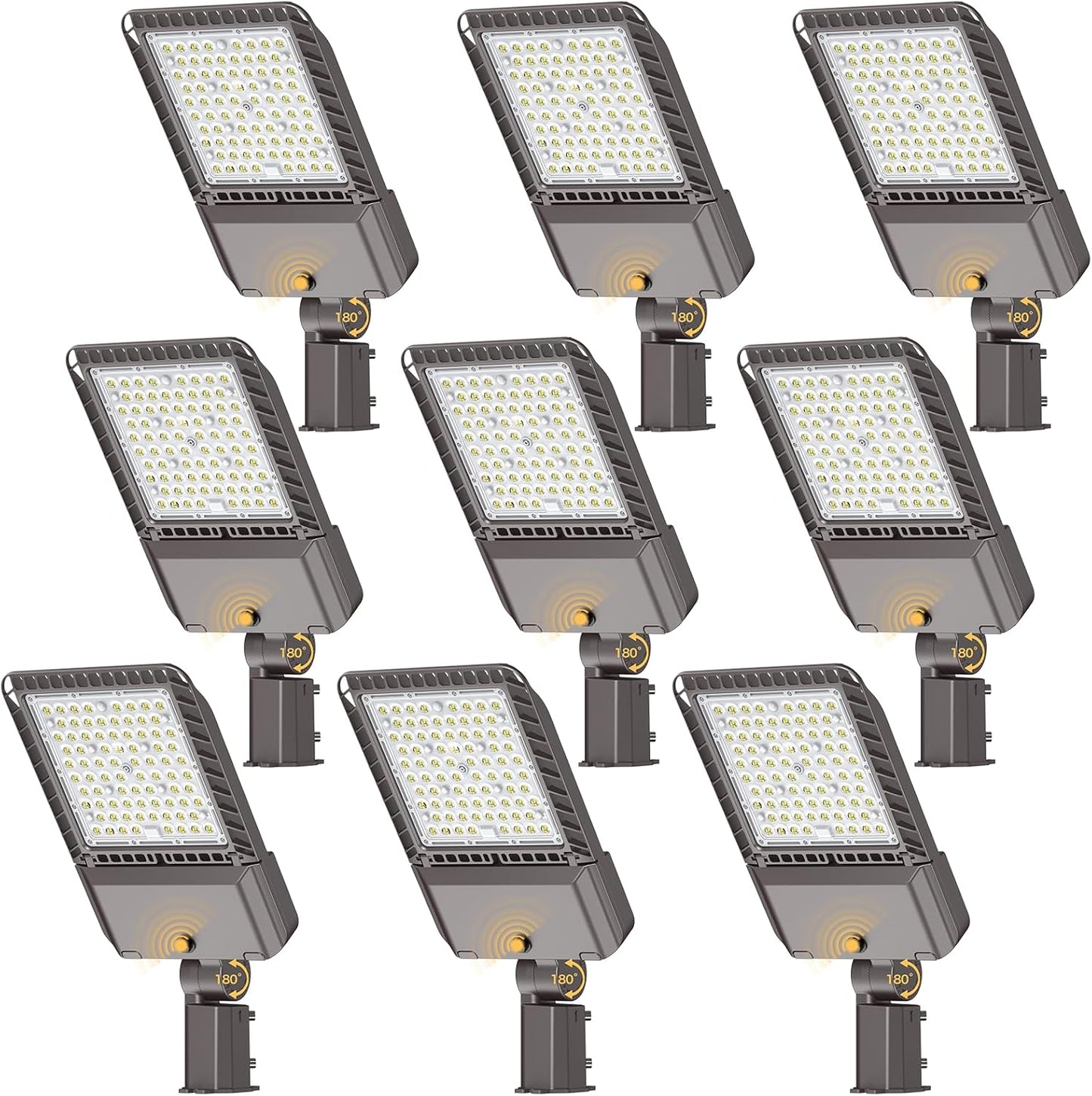 180W LED Parking lot Light Commercial Oudoor Lighting Shoebox Light with Dusk to Dawn Photocell 32400Lm(180LM/W) 6000K IP65 Waterproof 100-277V for Driverway, Parking Lot 9 Pack