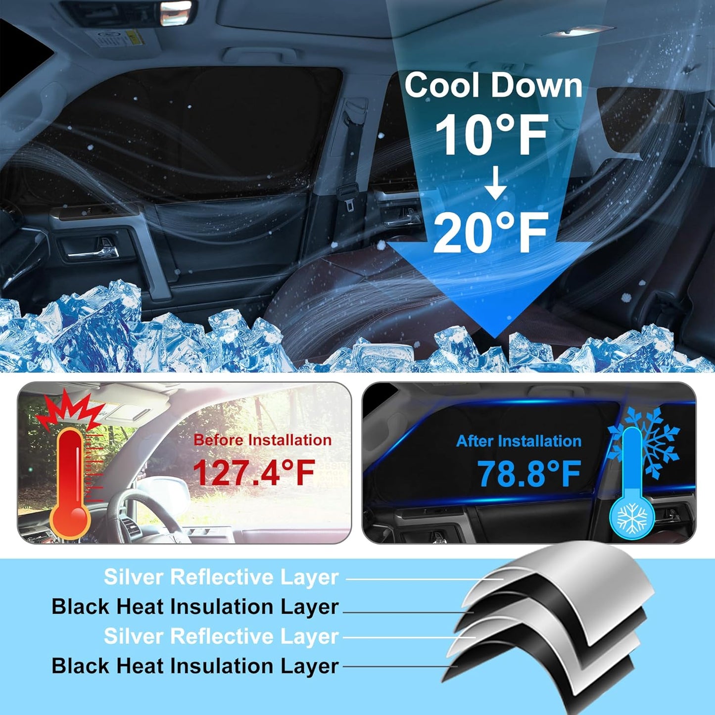 TINGLU Window Shades for Toyota Corolla 2014-2019 Accessories Car Side Full Windows Windshield Sun Shade Sun UV Rays & Privacy Protection for Camping Napping Relaxing 6PCS