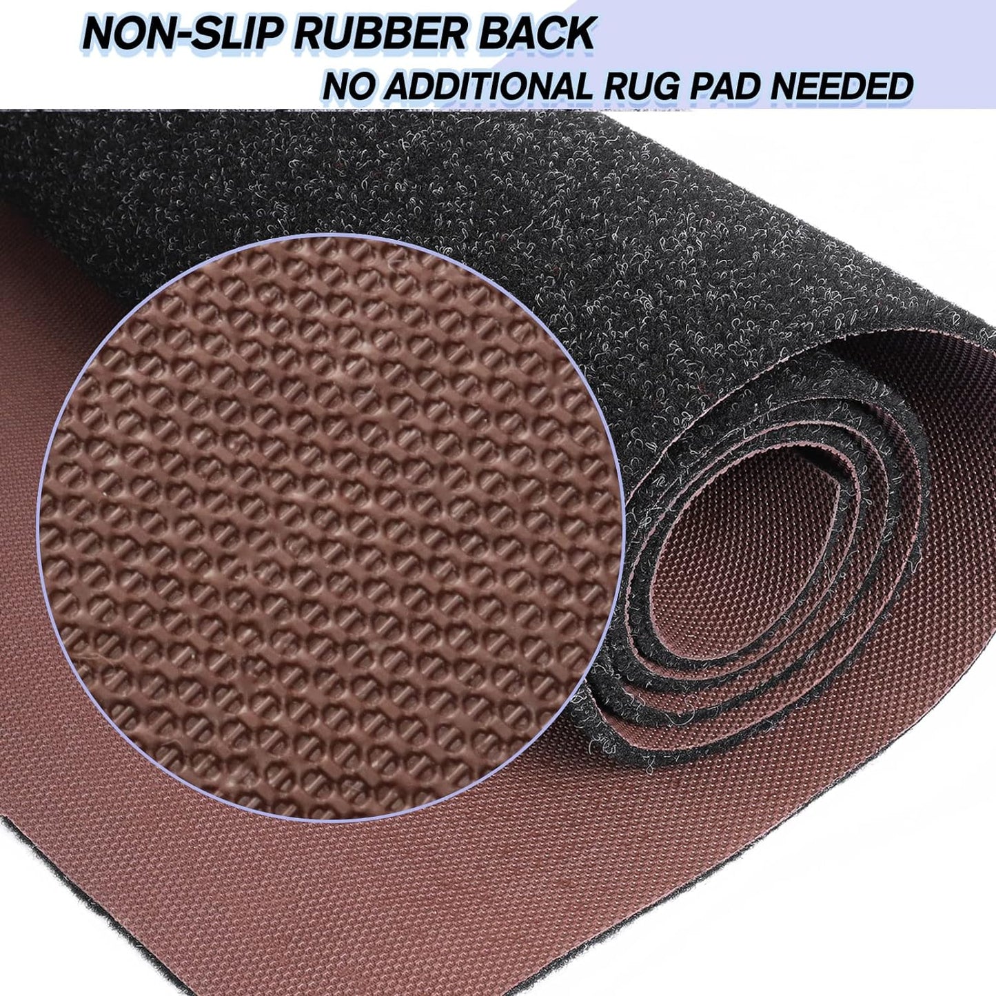 Custom Size Backed Non-Slip Area Rugs Runner, Easy Clean, Waterproof Runner Rugs for Hallway Entryway, Kitchen, Laundry, 2FT x 74FT, Black