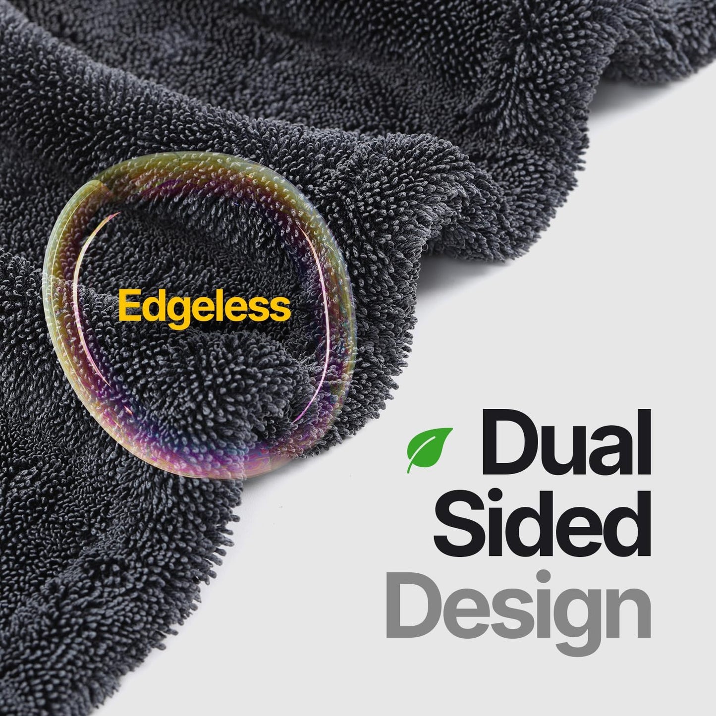 Crystal Clean 1300GSM Microfiber Towels for Cars – XL Drying Towel 2-Pack (24x36 & 12x12) with Double Twisted Loop, Professional Detailing Towel Car Detailers - Quick Dry, Paint Safe & Swirl-Free