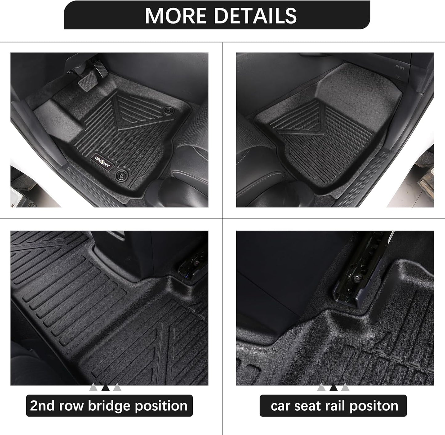 GINOWY- Floor Mats for Kia Seltos 2020-2024 2025, TPE All Weather Protection Mats for Kia Seltos 2024, Custom Seltos Floor Liners Non-Slip Waterproof Automotive Accessories, Black