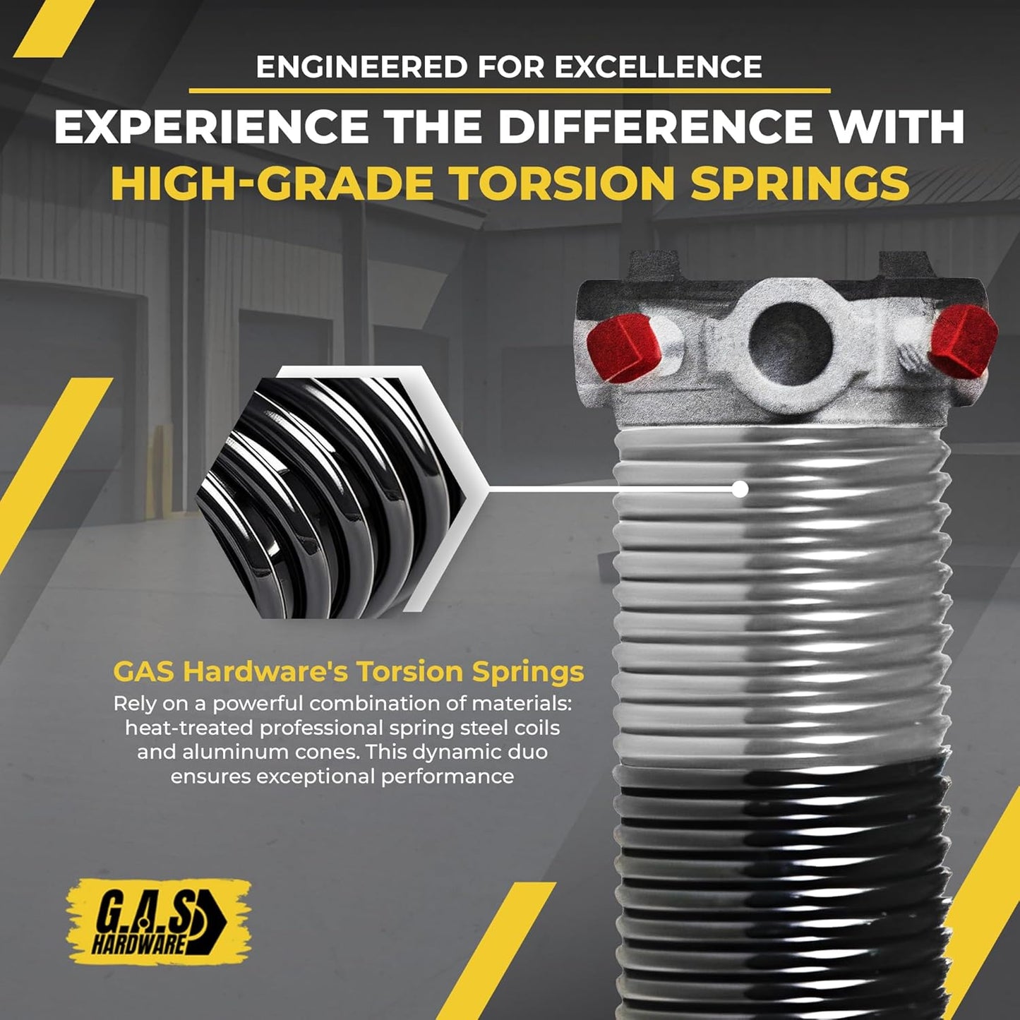 Garage Door Torsion Spring 295x2x41 Torsion Springs for Left Side of Garage Door with 1" Steel Bearing, Gloves, and Winding Bars Precision E-Coating 5-Year Warranty Minimum 30,000 Cycles (Red Cone)