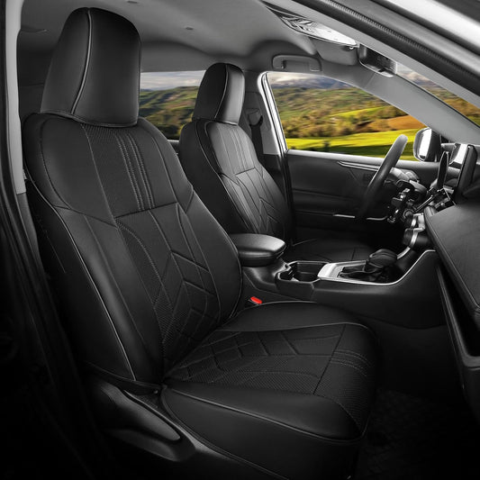for Toyota RAV4 Seat Covers 2013 2014 2015 2016 2017 2018 RAV 4 XLE SE Limited Platinum Adventure (not for LE&Hybrid) - Custom Leather Car Seat Covers Full Set - Black
