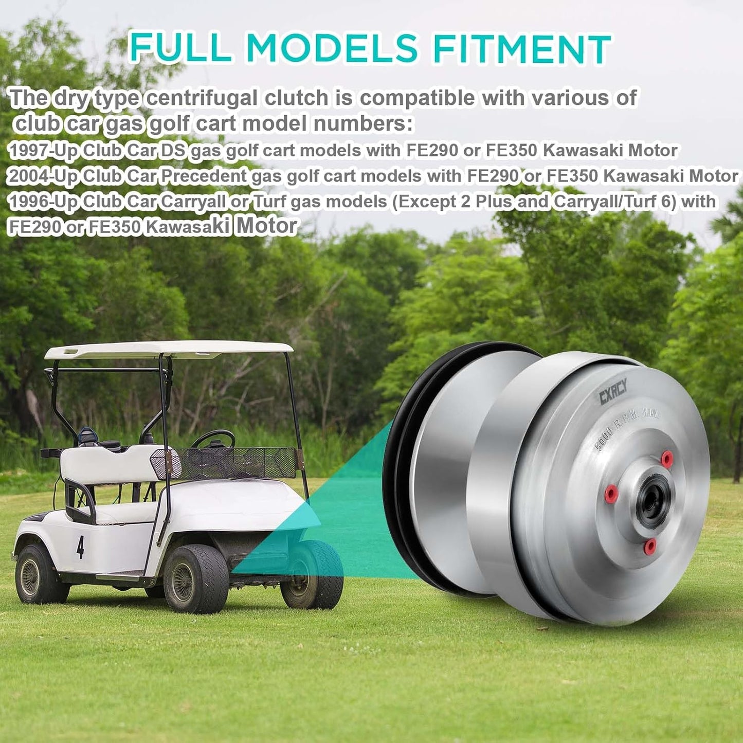 CXRCY Club Car Gas Golf Cart Drive Clutch DS Precedent Primary Clutch Dry Centrifugal Clutch Compatible With Max 5000 R.P.M Replace Nivel 5700/CP0020 (1997-2015)
