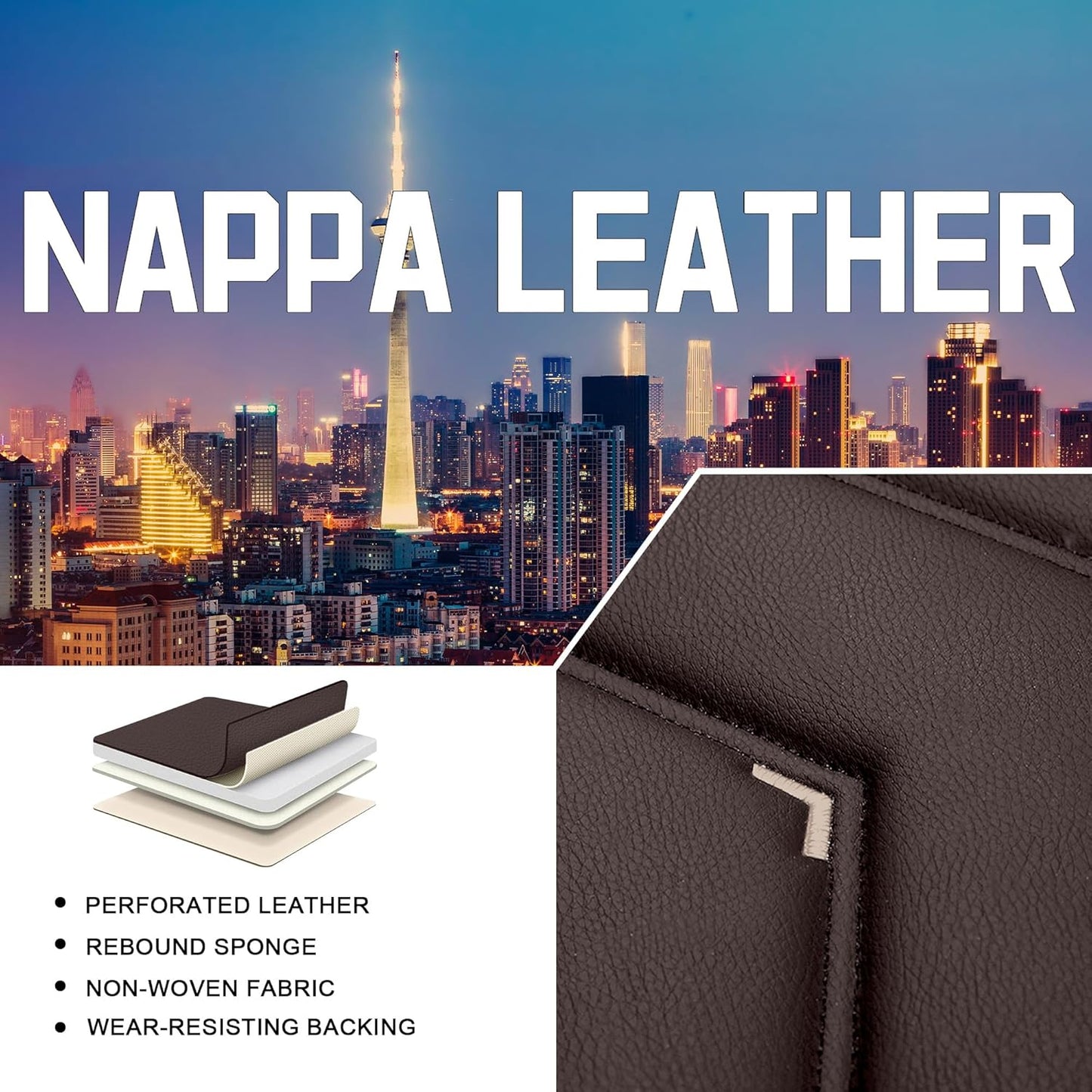 Car Seat Covers for Chrysler Pacifica 2004-2025, Stylish Sport Seat Cover, Premium Nappa Leather Car Seat Cover. Automobile Seat Covers Sets.(Luxury 2 Seats/Coffee Color)