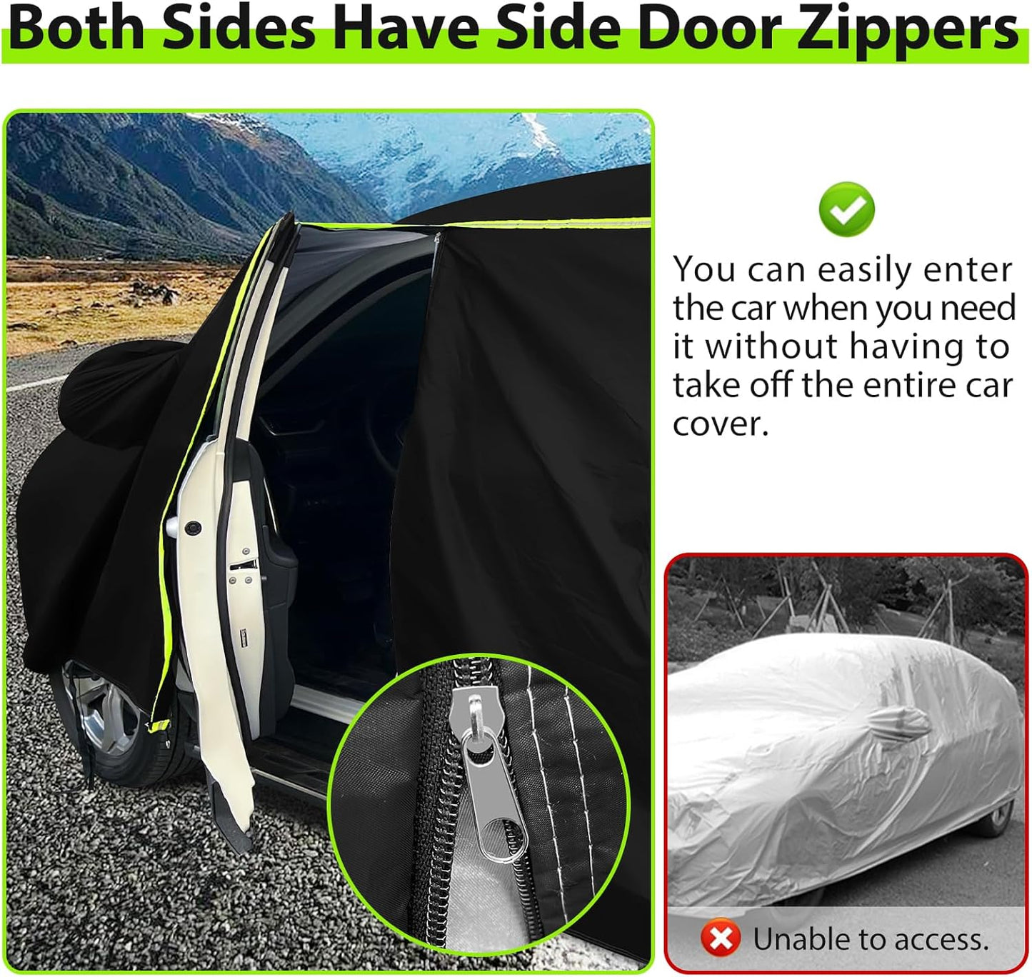 6 Layers Full Car Cover for 1994-2024 Ford Mustang GT/Shelby/Cobra/Bullitt/ECOBOOST,Waterproof All Weather PEVA Adding Cotton Protection with Door Zipper & Storage Bag