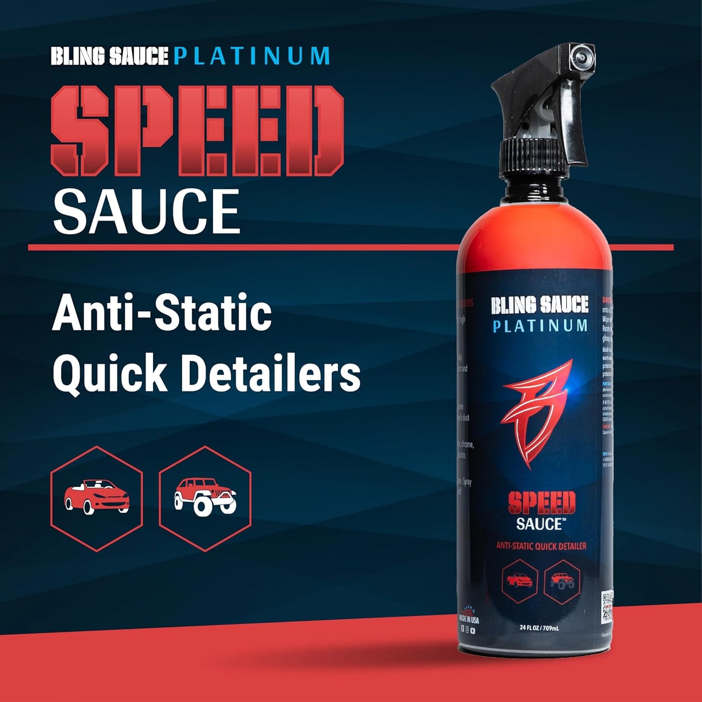 Platinum Speed Sauce, Anti-Static Quick Detail Spray for Cars, Trucks, SUVs, 24oz.