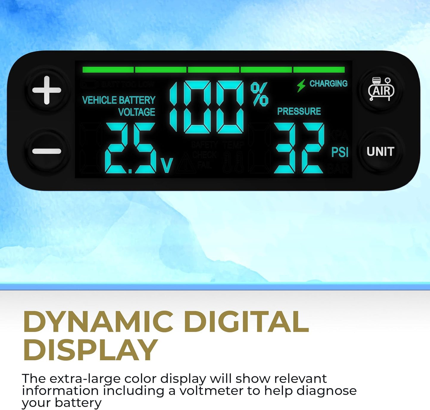 HALO Bolt Ultimate 3 Portable Car Battery Jump Starter | 130 PSI Air Compressor, 55.5Wh USB Power Bank, Large Display, Emergency Floodlight & Charger, Jumps Cars SUVs & Trucks, Inflates Tires — Blue