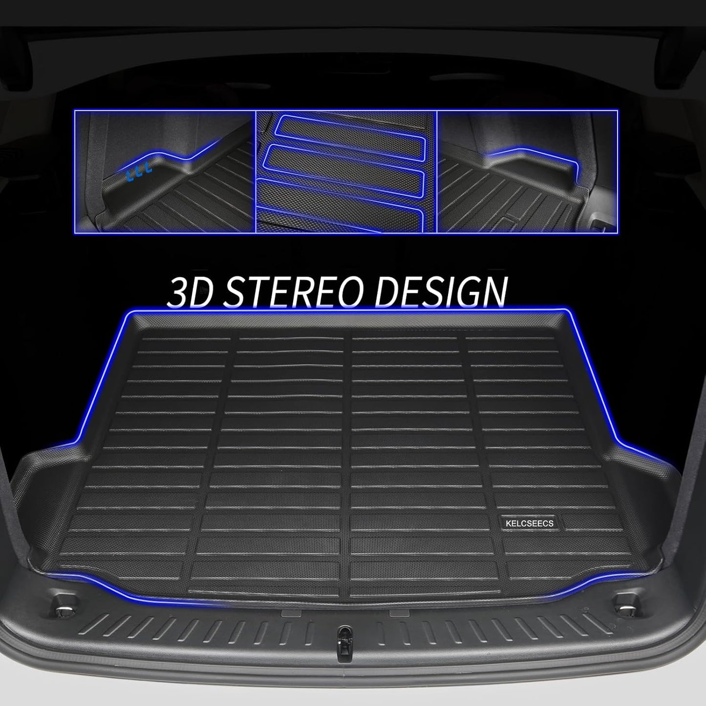 KELCSEECS® Floor Mats & Cargo Liner Custom for Mazda 3 2025 2024 2023 2022 2021 2020 2019(Only Fits Hatchback Models)All Weather Protection TPE Floor Liners Front & Rear Row Full Set Accessories Black
