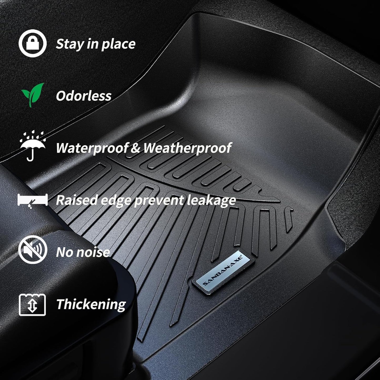 Floor Mats & Trunk mat for 2018-2024 Ford Expedition MAX (Only Fit 8 Seats) (2 Row Bench Seat),TPE All Weather Protection 3 Rows Car Floor Liners with Cargo Liners Accessories