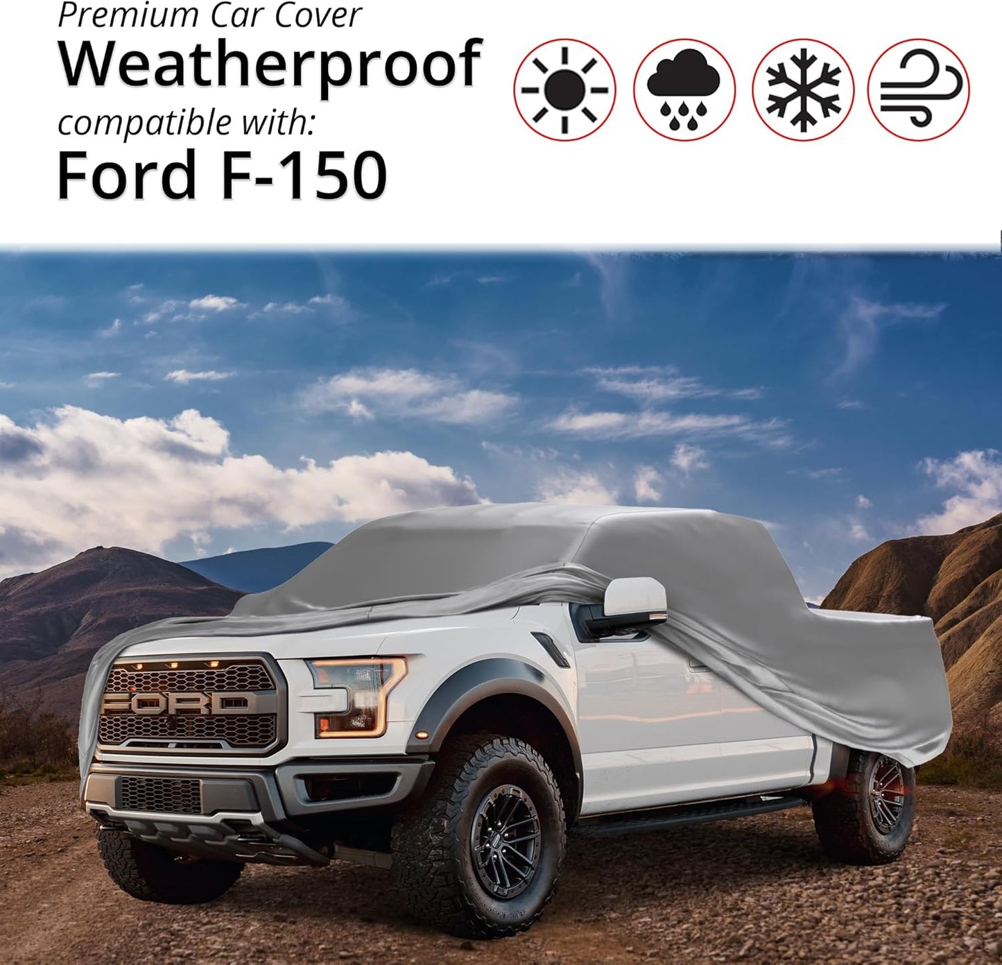 Car Covers Weatherproof Max Truck Cover & Warranty Compatible with Ford 2022-2024 F-150 Crew Cab, 5.5 with Truck Bed Shell– Outdoor Cover, Prevents Theft with Cable Lock