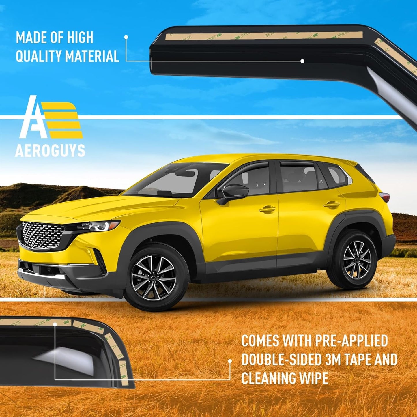 Extra Durable Window Deflectors in-Channel Window Visors Rain Guards Fit for Mazda CX-50 2023-2025, Sun Visors, Wind Vent for Shades, Exterior Car Accessories - 4pcs. AG0755