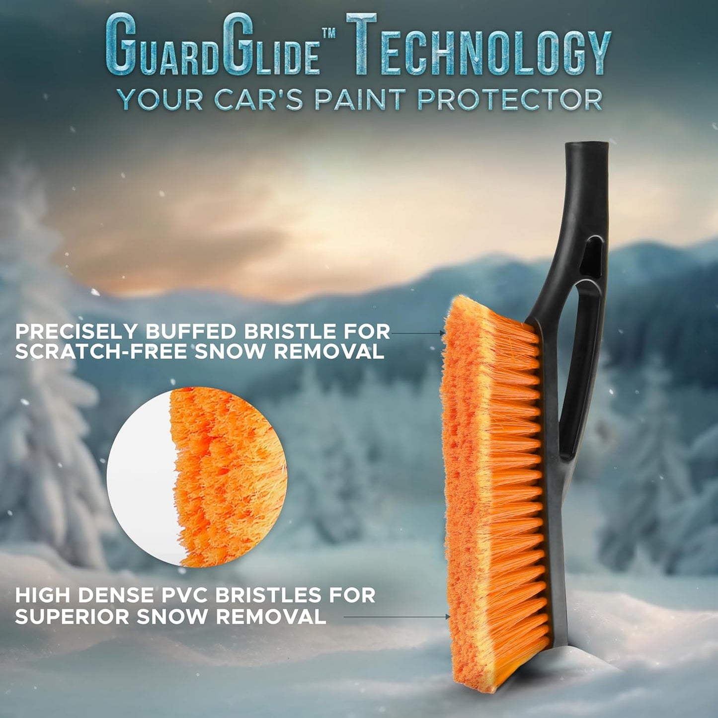 EcoNour 43" Ice Scrapers for Car Windshield Extendable | 3 Parts Detachable Telescopic Snow Brush for Car, Trucks, SUV | Long Snow Scraper with Brush | Car Winter Accessories (2 Pack)
