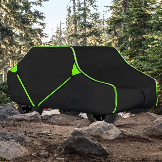 125 Inch UTV Cover for Polaris Ranger RZR, Can-Am Defender Maverick Commander, Yamaha Wolverine, Kawasaki Mule, Honda Pioneer, Black 600D Side by Side Cover Protection for 2-3 Seater UTV