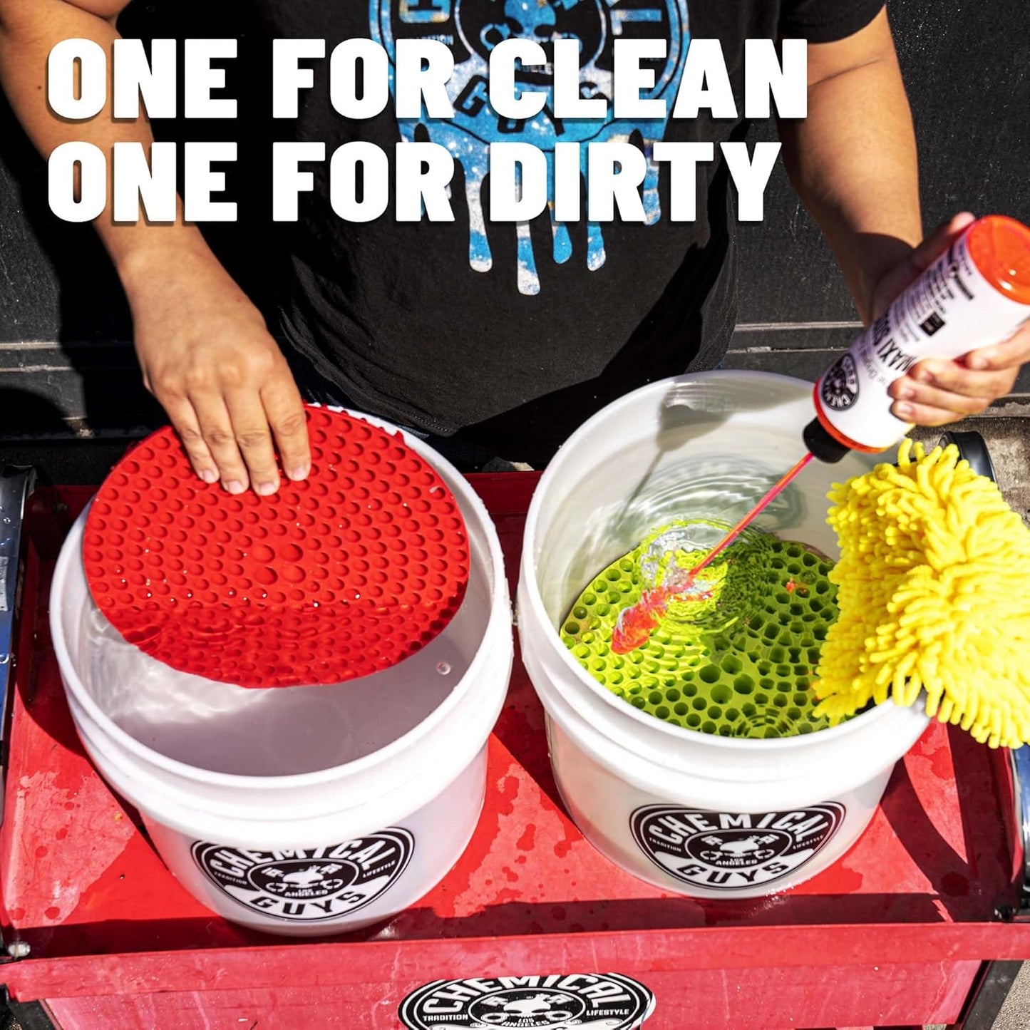 Chemical Guys Cyclone Dirt Trap Car Wash Bucket Insert Red Color (2 Pack)
