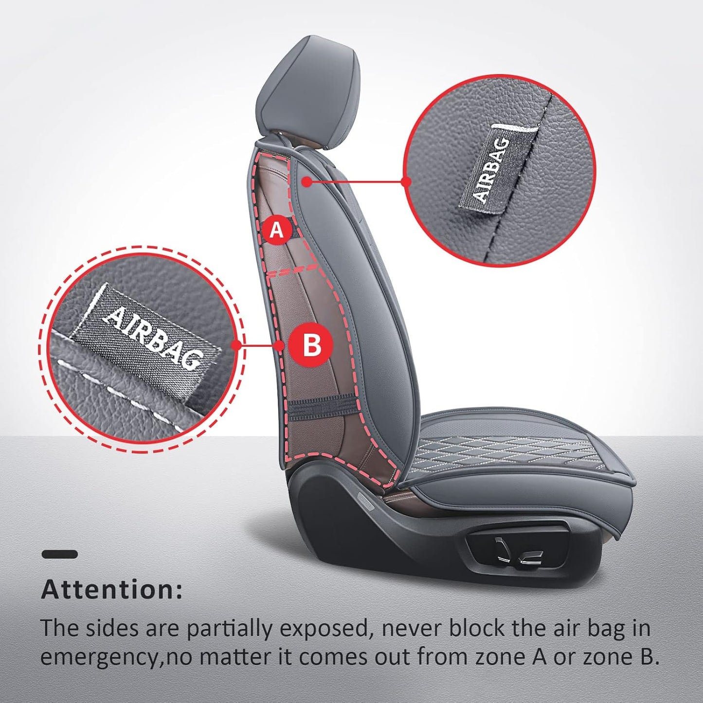 MIROZO 2PCS Ram Seat Cover,Front Seat Covers for Dodge Ram Truck Accessories Compatible with 2009-2025 RAM 1500 2500 3500 Pickup Crew Quad Cab (2PCS Front,Gray)