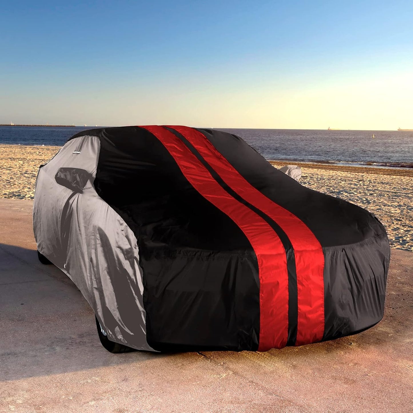iCarCover Custom Car Cover Compatible with Camaro 2010-2023, Waterproof All Weather Rain Snow UV Sun Protector Full Exterior Indoor Outdoor Car Covers, Tribe (Gray/Black)