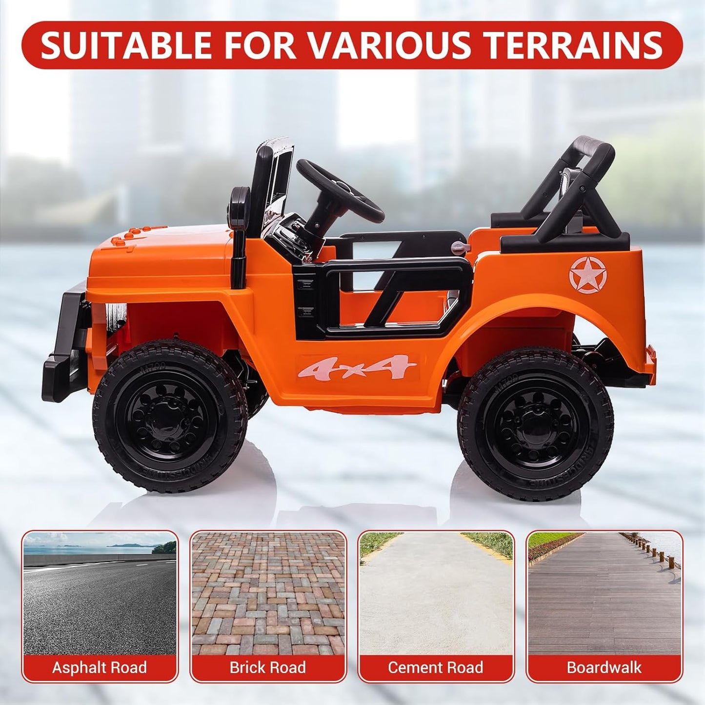 Ride On Car,12V Electric Car for Kids with Remote Control, MP3, LED Headlights, 2 Motors, Double Doors, Safety Belt, Ride On Toys for Boys Girls