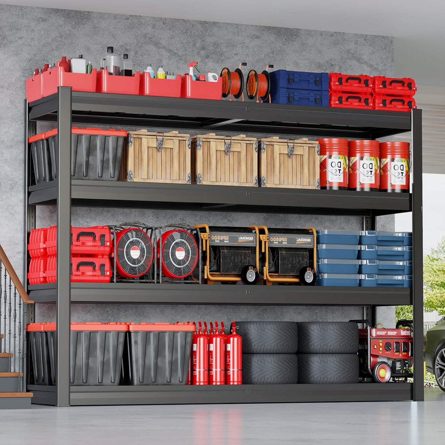 67" Wide Garage Shelving Unit, 30" D Heavy Duty Garage Storage Shelves,3500 LBS Capacity, Industrial Adjustable Shelves for Basement Warehouse