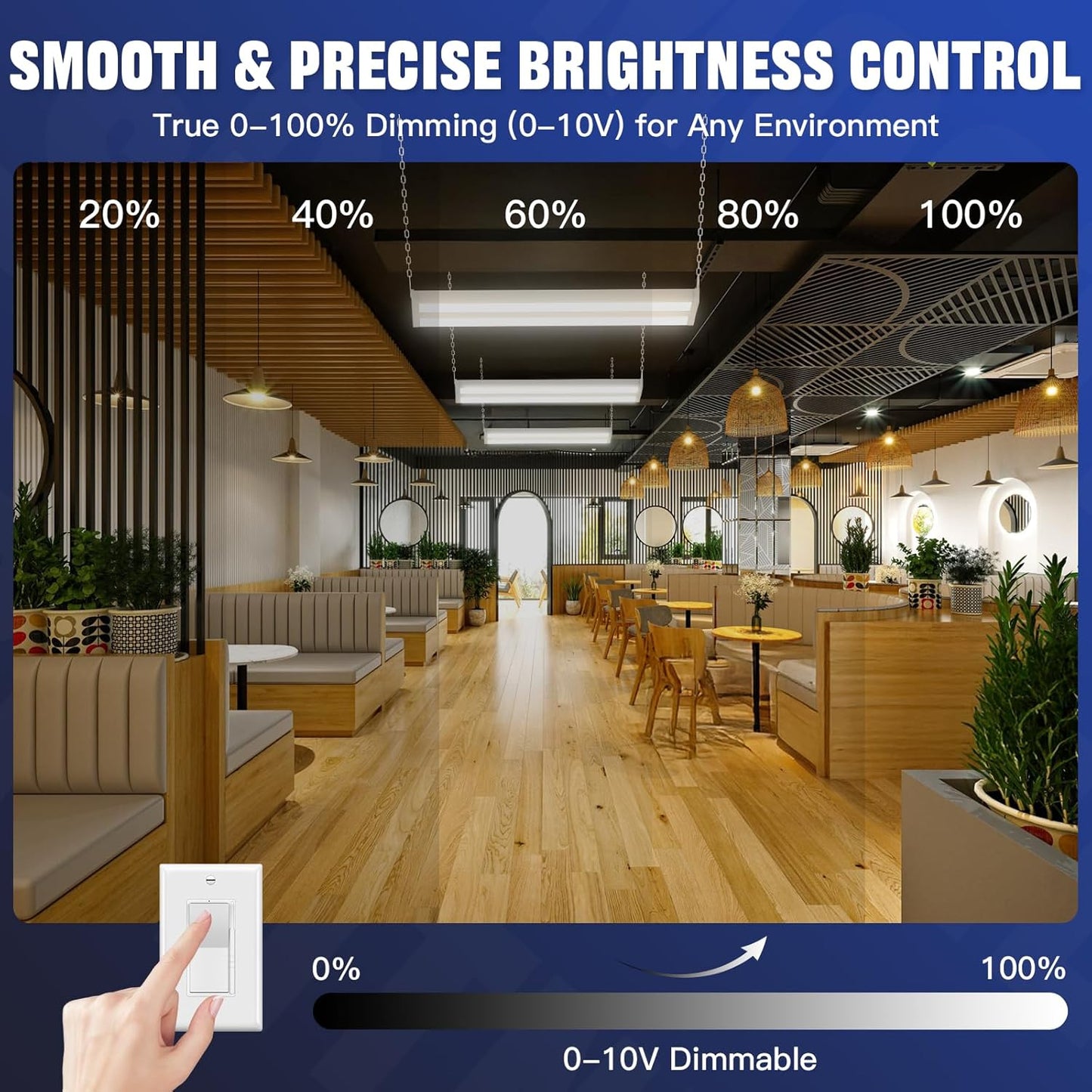 JTT LED Linear High Bay Light,200/150/100W 30000LM Shop Light Commercial 360° Adjustable 4/5000 CCT Tilt Hanging LED High Bay Shop Lighting Fixtures for Garage Warehouse Workshop Store, ETL 2-Pack