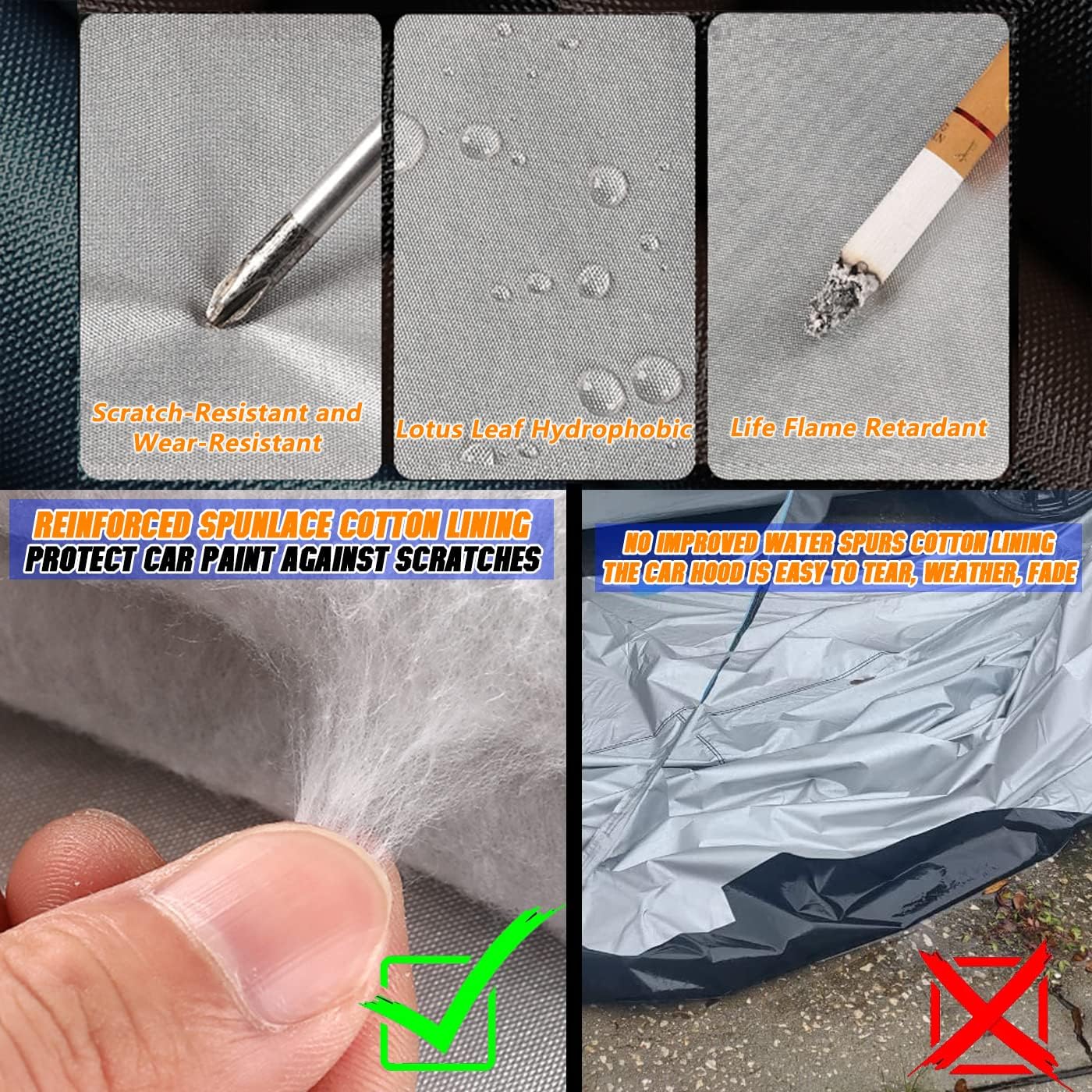 Breathable New Material, Waterproof Car Cover, Locks and Zipper Doors, Sunscreen Waterproof UV Prevention Snowproof Wind and Windproof,Suitable for Indoor Outdoor,for SUV (up to 180") B10