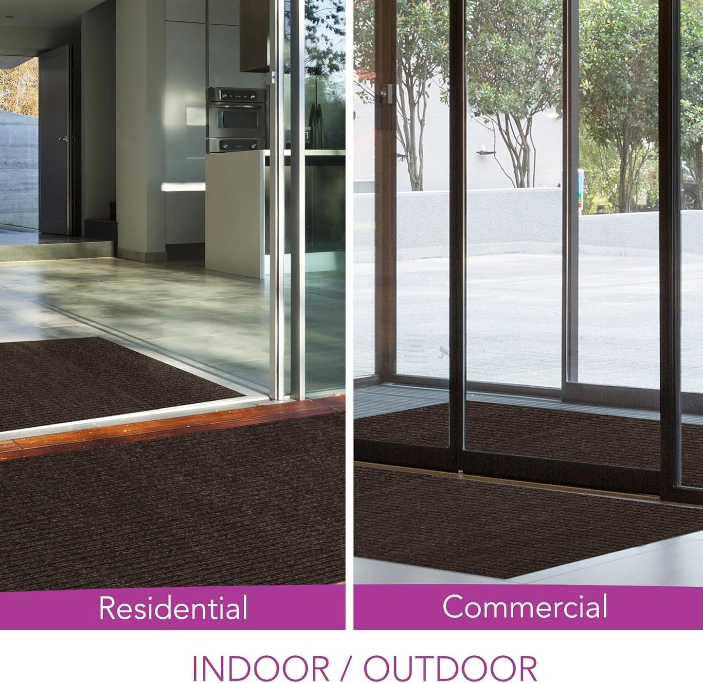 iCustomRug Spartan Weather Warrior Indoor/Outdoor Utility Ribbed Carpet Runner with Non-Slip Thermoplastic Rubber Backing, 6ft X 28ft in Brown