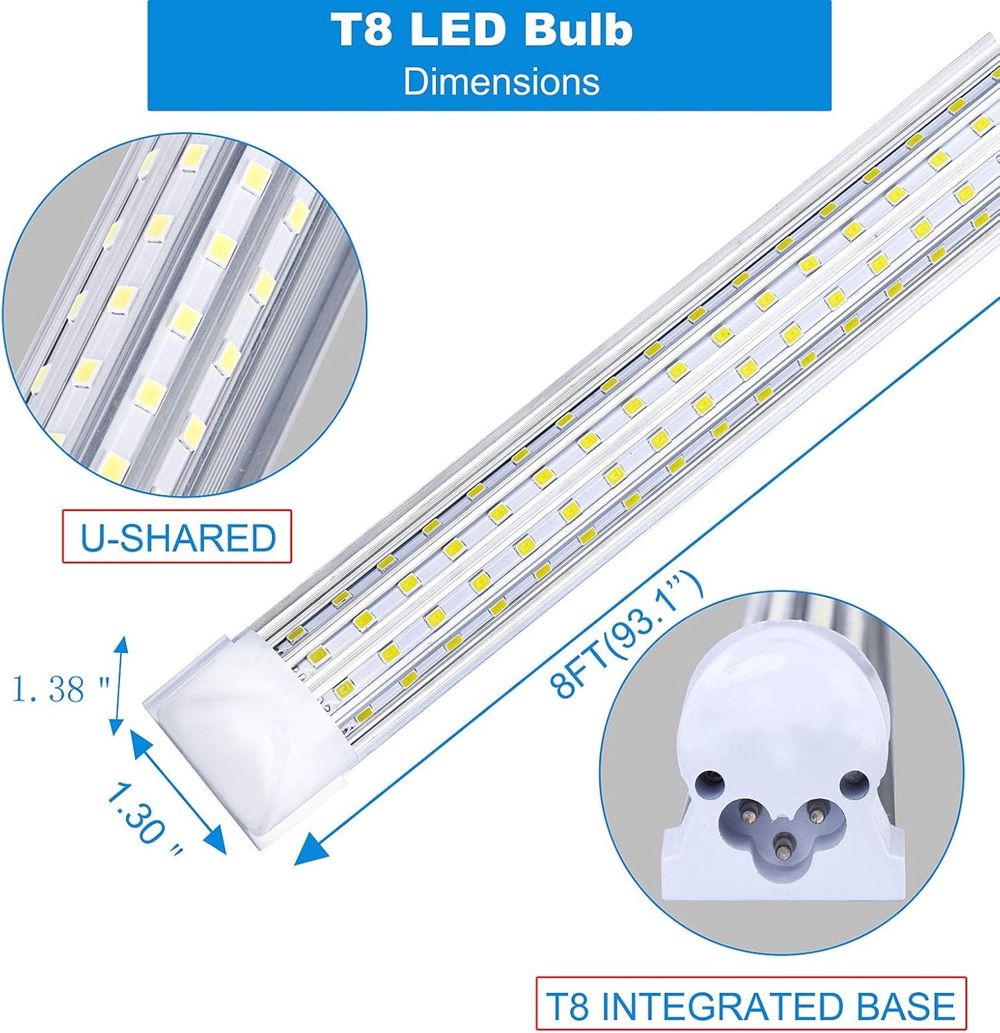 (12-Pack), 8FT LED Shop Light, Super Bright 110W Shop Lights, 19800LM 5000K 8 Foot Led Lights, LED Shop Lights Lighting