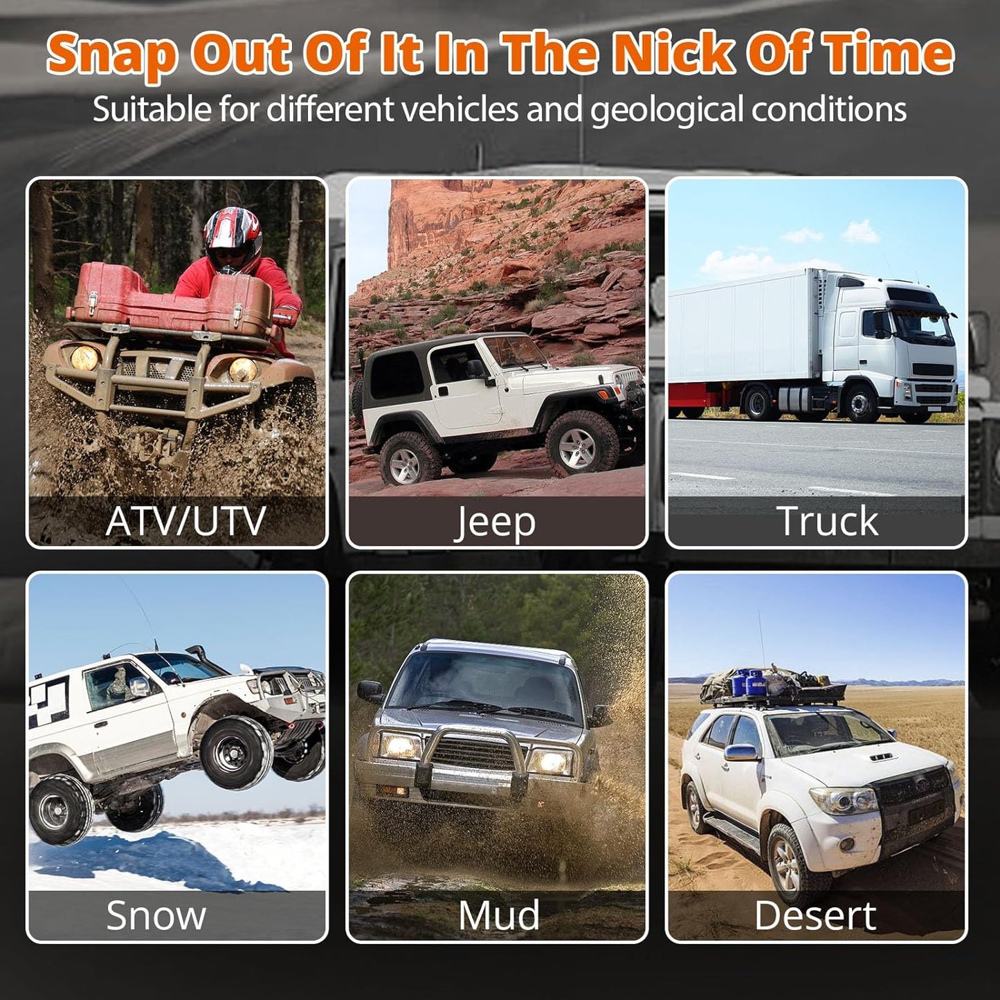 Kinetic Recovery Tow Rope: 1.25" x 30ft 54000LBS Snatch Strap Heavy Duty Offroad Towing Straps Kit for Trucks SUV UTV ATV Tractor Car Jeep - Black