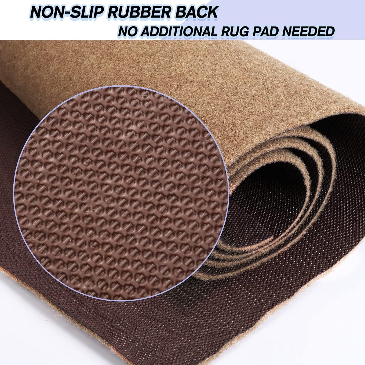 Custom Size Backed Non-Slip Area Rugs Runner, Easy Clean, Waterproof Runner Rugs for Hallway Entryway, Kitchen, Laundry, 4FT x 62FT, Beige