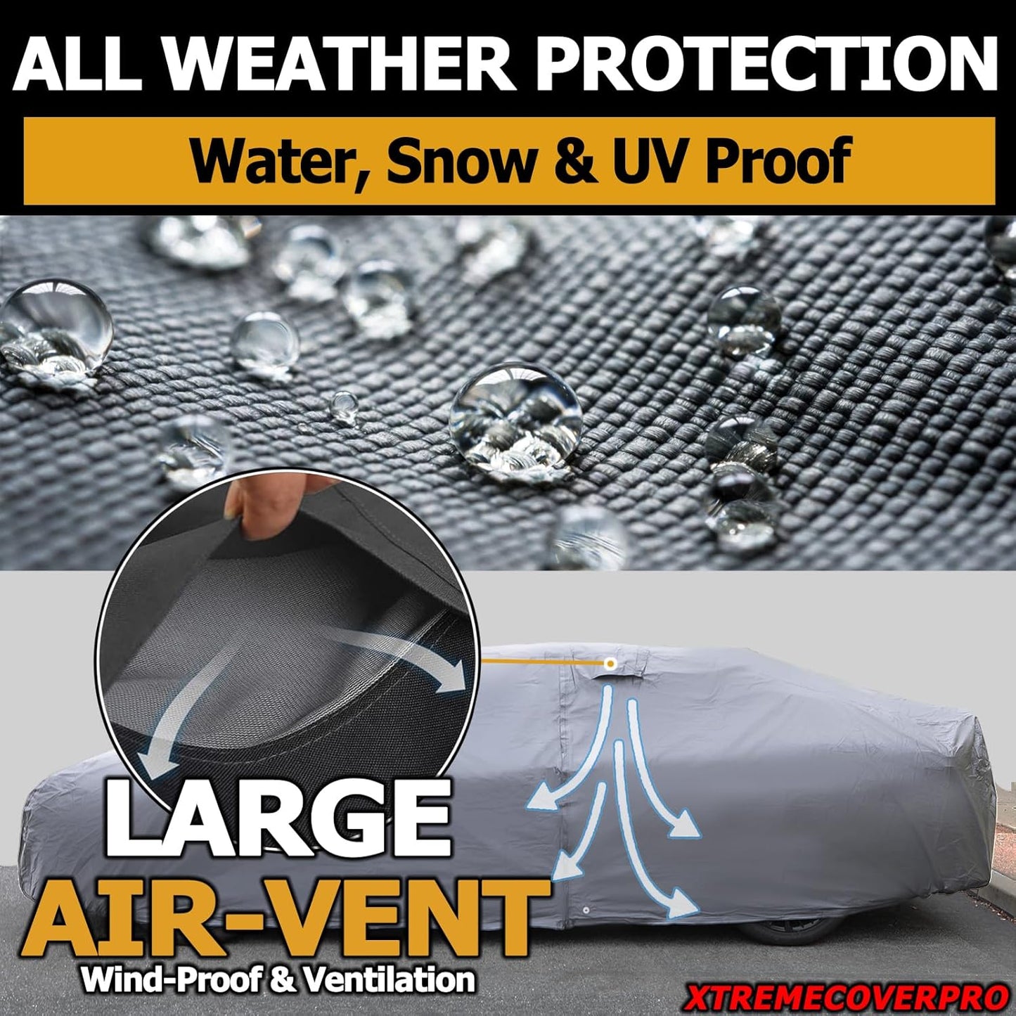 All Weather Waterproof car Cover Good for rain Snow uv Protection dust Large Sport Sedan CTS A7 Ghibli Gran Coupe CT5 A6 Trans Am Firebird Gray