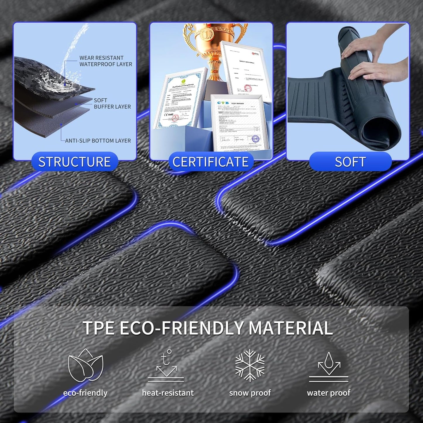 KELCSEECS® Floor Mats & Cargo Liner for 2021 2022 2023 2024 2025 Ford Bronco(Not Sport) 4 Door All Weather Car Mats Floor Liners Trunk Mat Cargo Mat Ford Bronco Floor Mats Trunk Liner Accessories