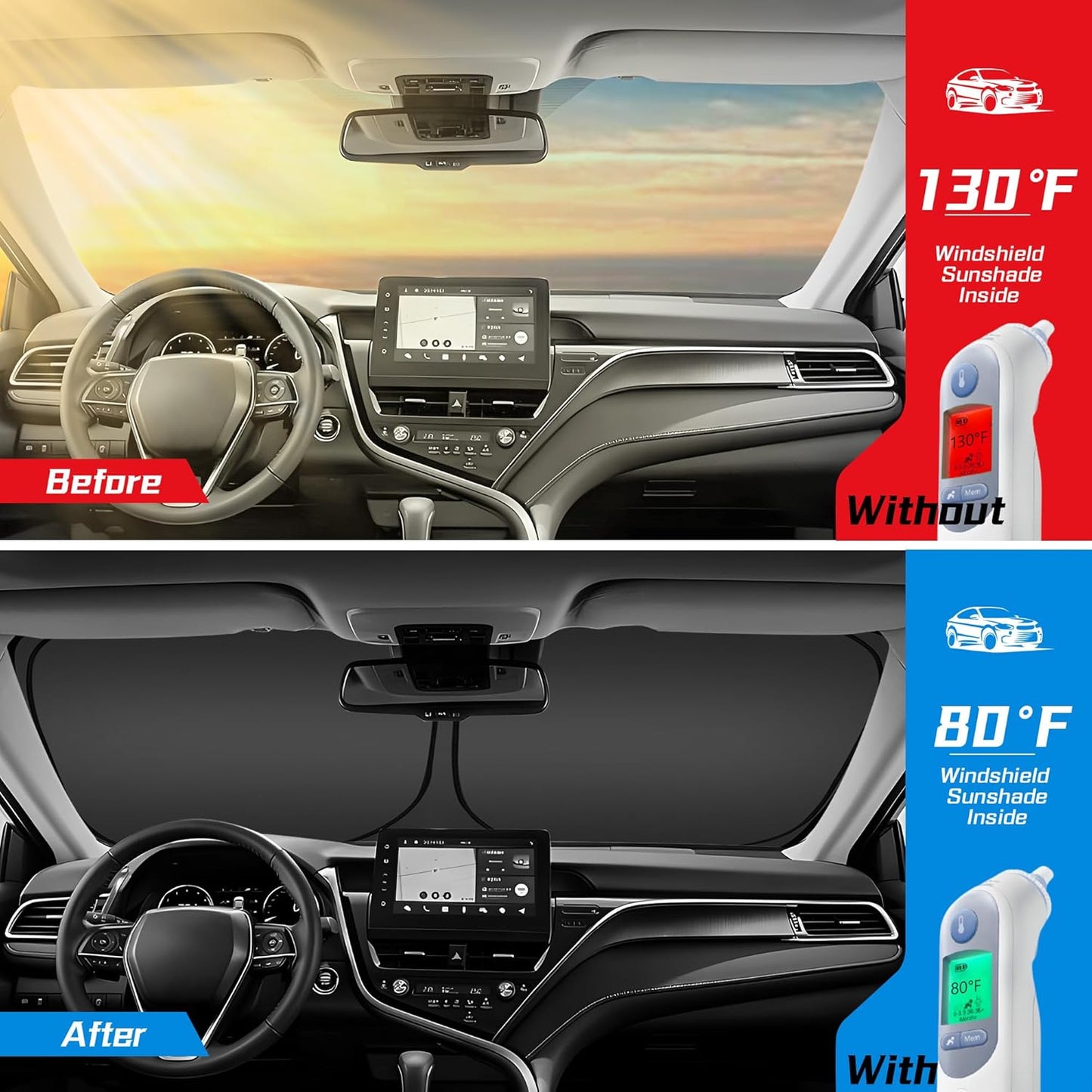 ARISMOTOR Windshield Sun Shade for Kia Stinger 2018-2023, Custom Fit Foldable Front Window Sunshade Sun Visor Protector, Block UV Rays Keep Your Car Cooler