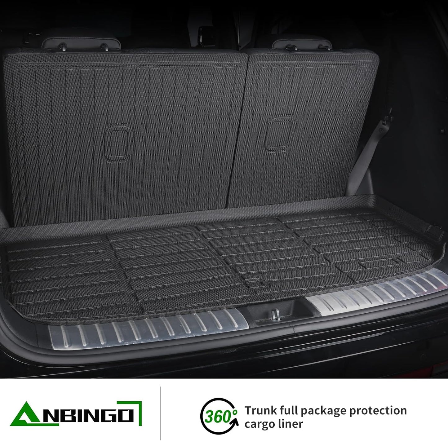ANBINGO® Floor Mats & SeatBack Cargo Liner | Atlas 2018-2025 7 Passenger | 2nd Row with Bench Seat | (50/50 Velcro Tape Fixed Backseat) TPE 3 Rows Car Mat Waterproof, Accessories