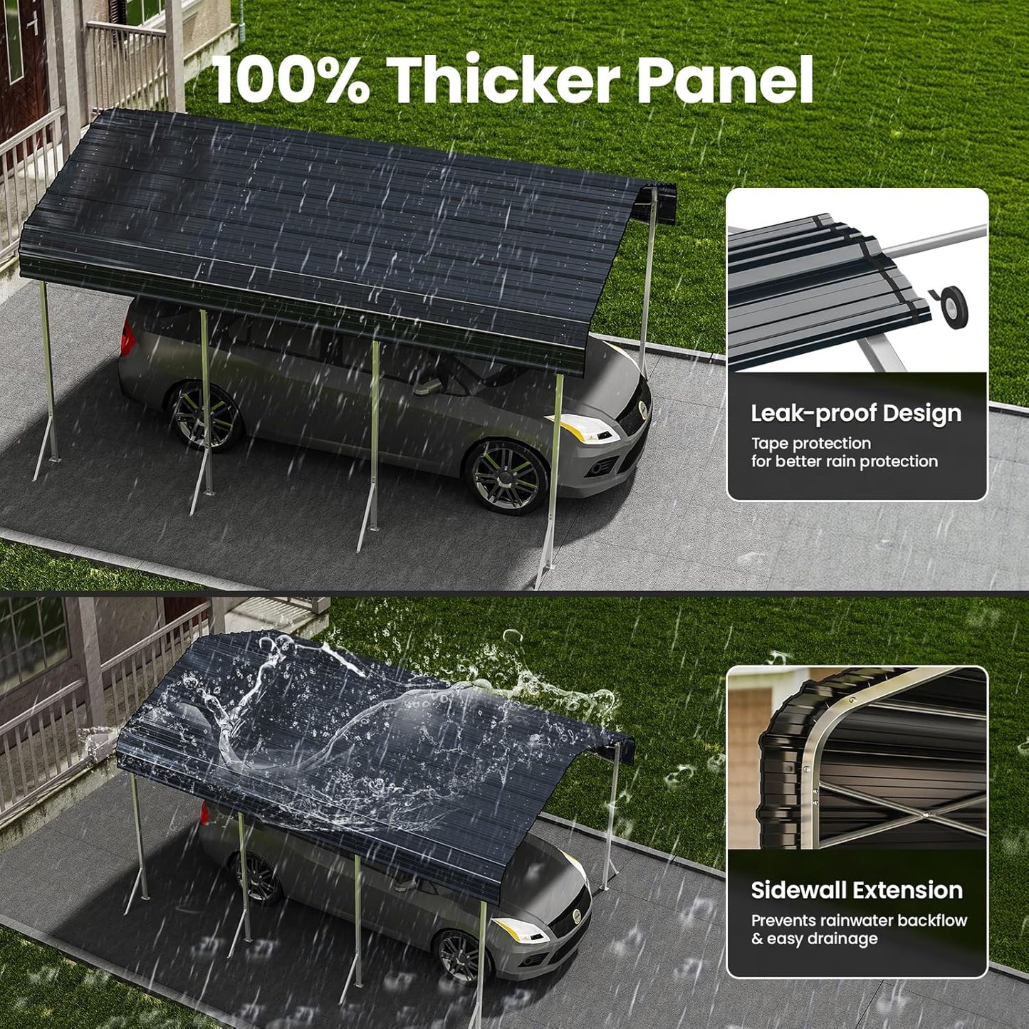 Heavy Duty Metal Carport – Sturdy Structure, All-Weather Protection, Easy Assembly for Cars, Trucks, Boats, Tractors, and Outdoor Storage (Gray, 10X15 FT)