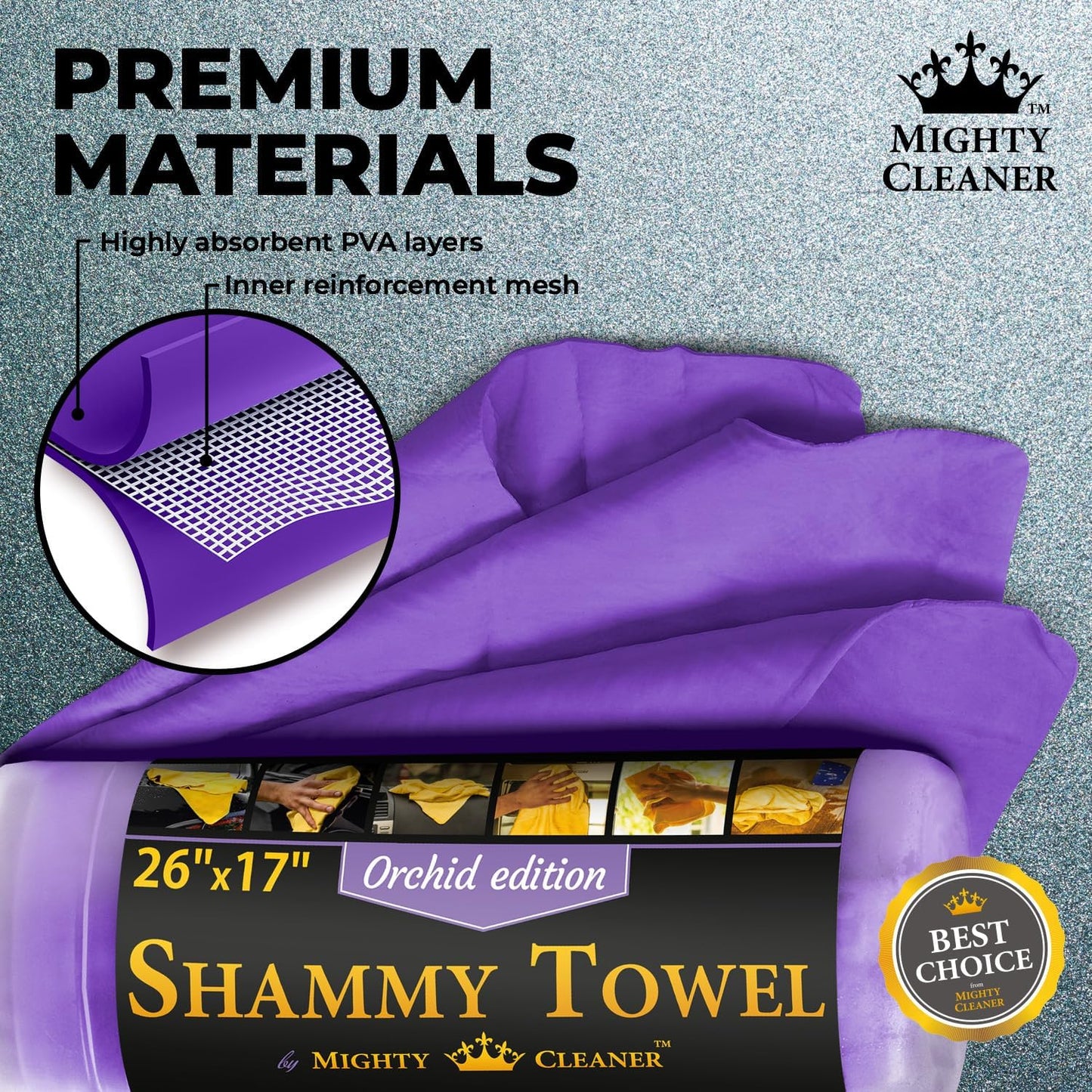 Premium 2pk +1 Free Shammy Cloth for Car Drying (26"x17") - Super Absorbent Chamois Towel - Reusable & Scratch-Free Shammy - Soft Drying Towels