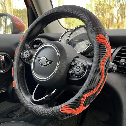 PINCTROT Comfy Grip Steering Wheel Cover, Anti-Slip Design, Universal 14.5-15 Inch(Silicone Orange)