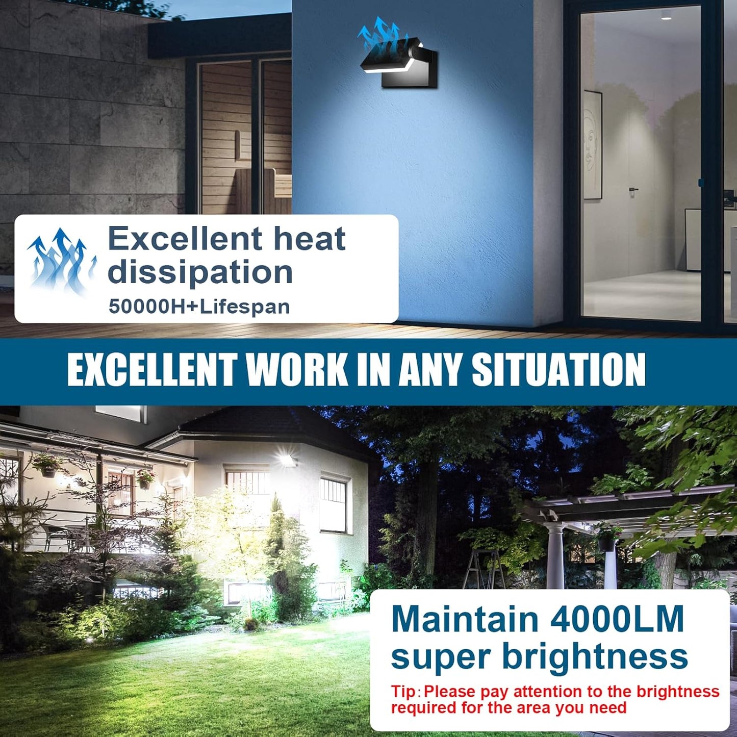 40W Outdoor Flood Light, 5000K 360° Rotating LED Wall Light, IP66 Waterproof Square Exterior Wall Pack Wall Mount Fixture Commercial Security Lighting for Garage House (8 Pack)