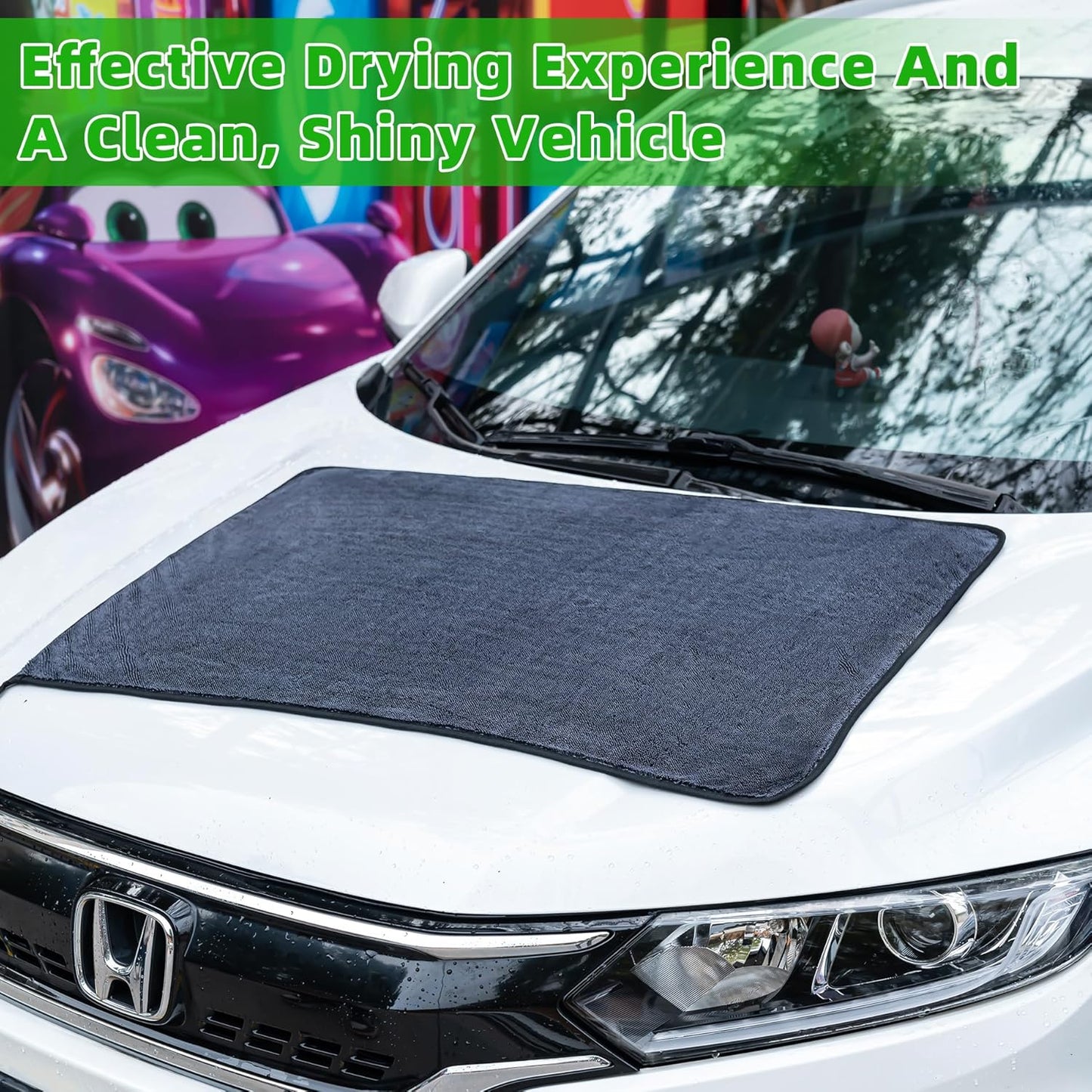 CADONO Large Microfiber Car Drying Towel, Ultra Absorbent Microfiber Cleaning Cloth for Cars, No Streaks, Scratches, or Water Spots (36"x 24")