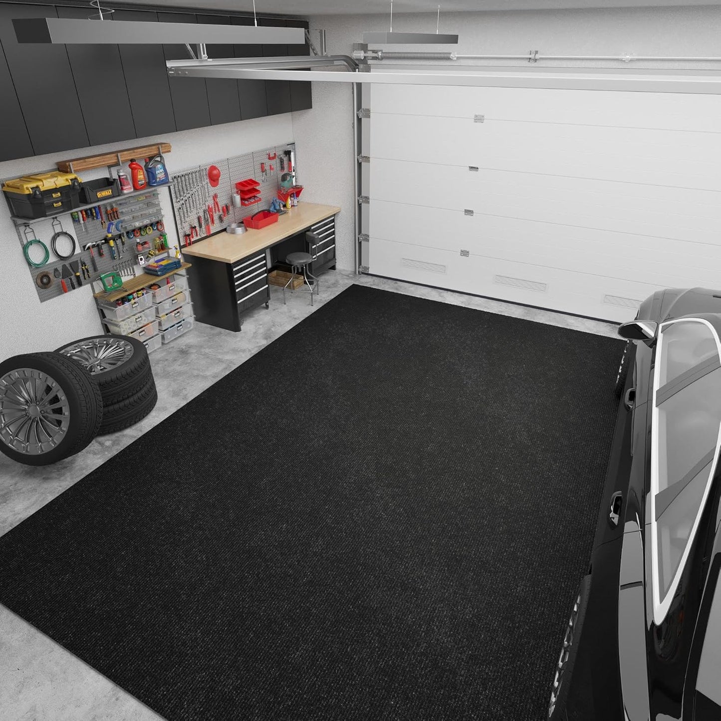 Ottomanson 6'6" x 15' Hallway Runner with Scraper Pile - Extra Durable Non-Slip Rug Mat for Indoor & Outdoor Use - Ideal for Kitchen, Entryway & Garage - High-Traffic Carpet, Black