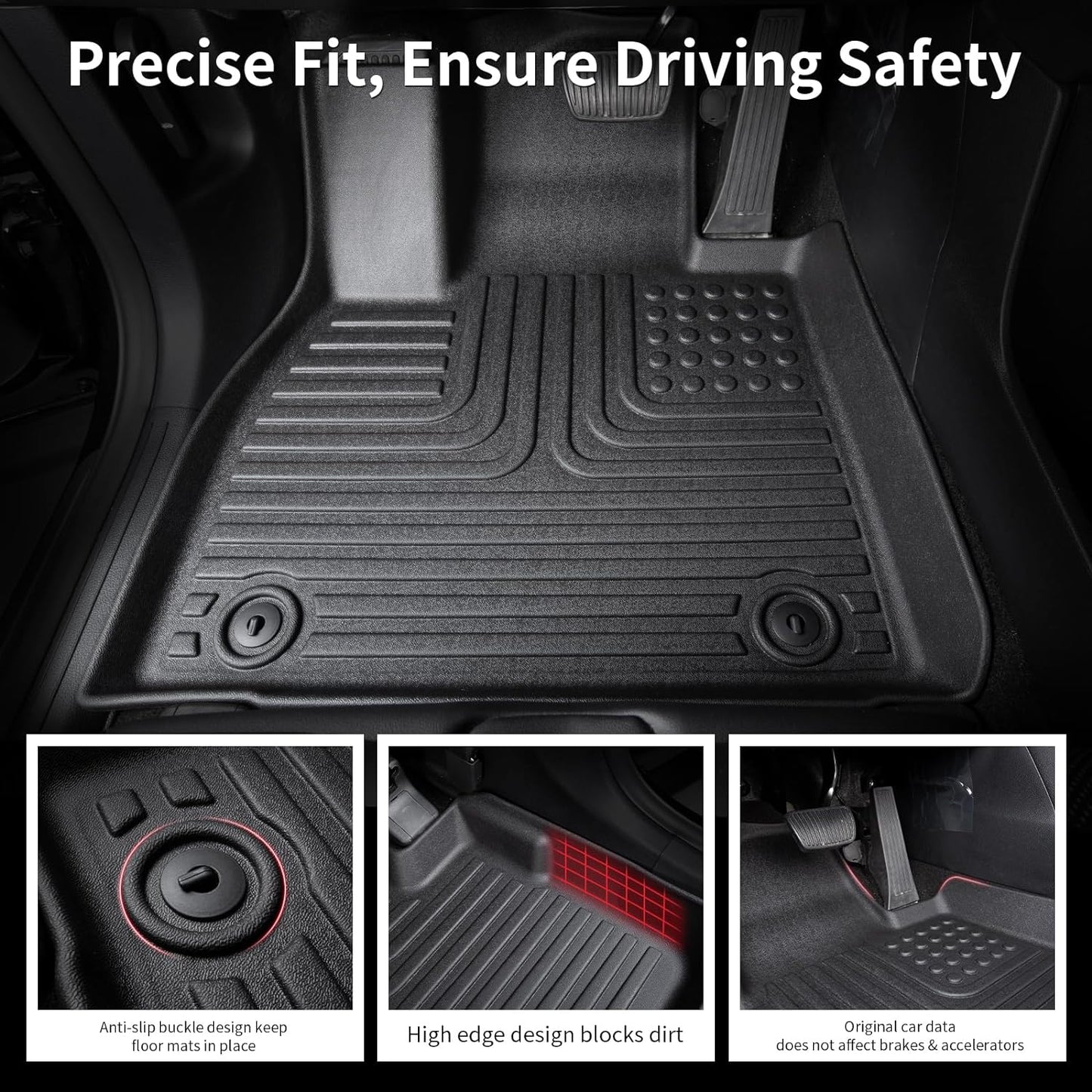 Wayhigh-All Weather Floor Mats and Cargo Liner Set Fit for Kia Seltos 2024 2025 S | LX丨EX丨SX丨X-Line, TPE Car Mats Set (Floor Mats+Rear Trunk Mat) for 2025 Seltos Accessories