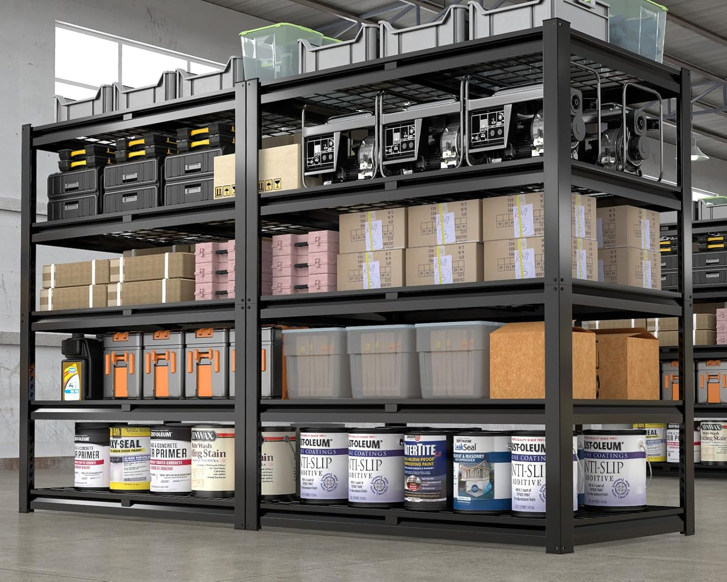 PrimeZone 72" H X 48" W X 18" D Heavy Duty Garage Shelving 5 Tier 2500 LBS Storage Shelves Adjustable Industrial Metal Wire Shelf Unit for Garage,Basement,Pantry,Warehouse,Commercial 2Pack