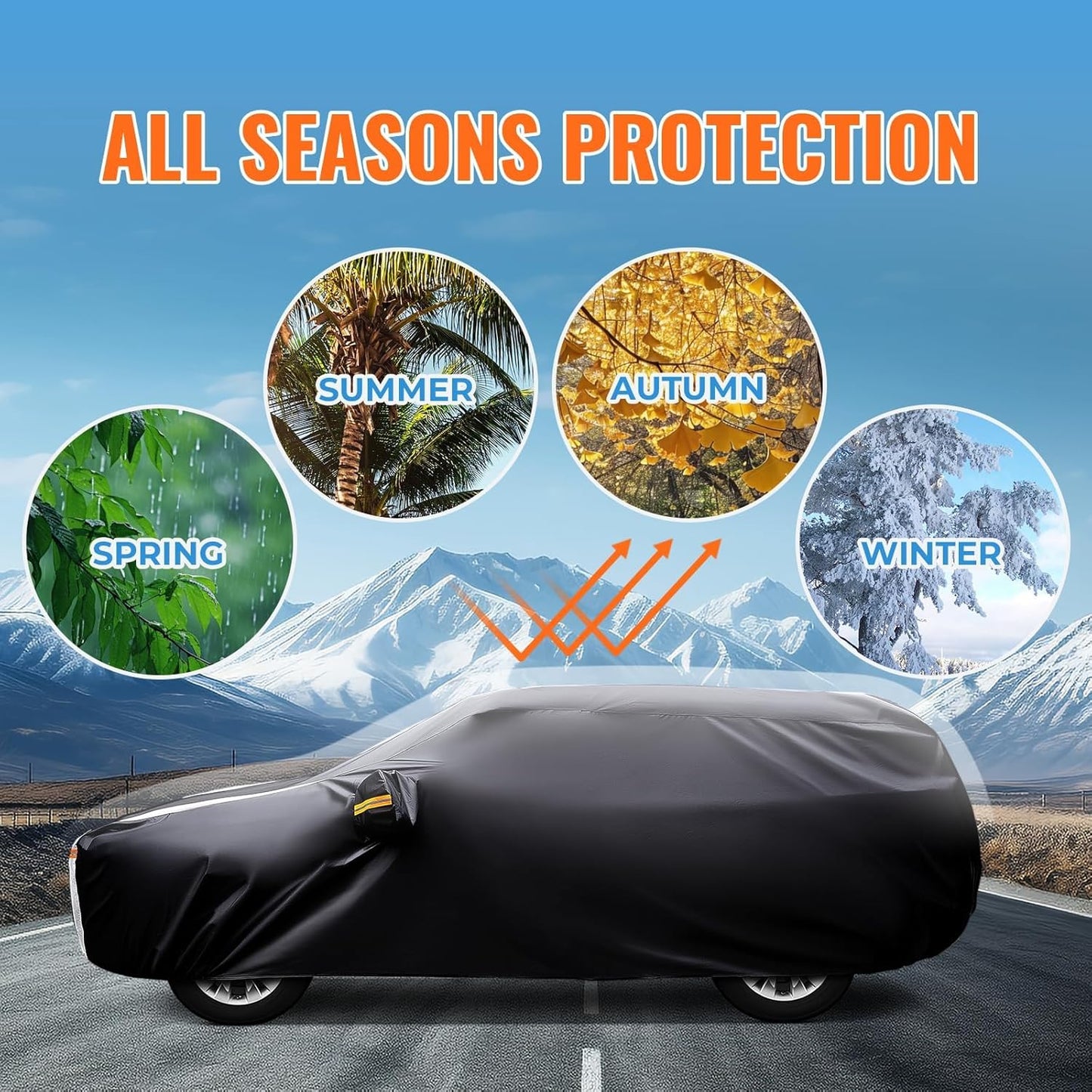 Cadillac CTS Car Cover 100% Waterproof All Weather, Gift with Towel, 10 Layers Sedan Car Cover Custom Fit 2003-2019 Cadillac CTS, Full Exterior Covers Rain Sun UV Protection with Door Zipper.