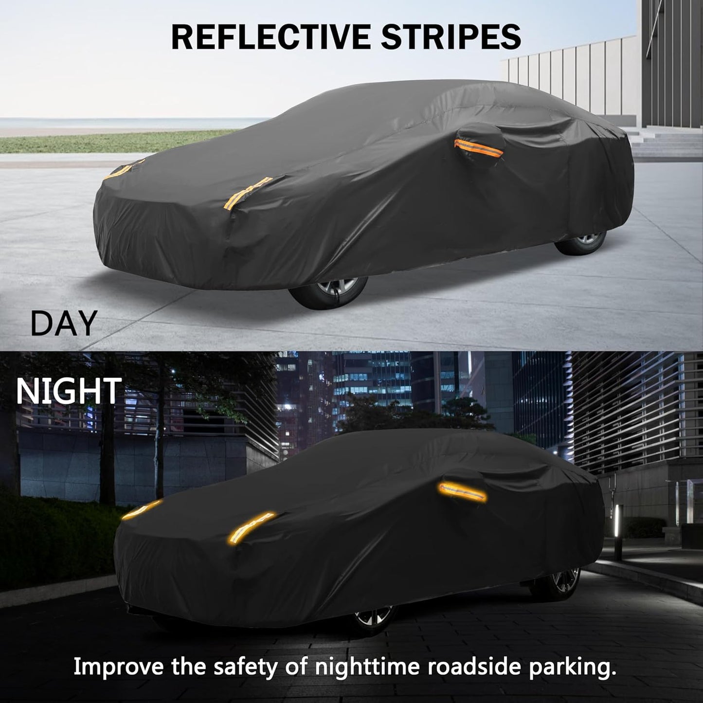 MORNYRAY Compatible with Chevy Camaro,Car Cover Outdoor Waterproof Sun Rain Snow Hail Protection with Driver Door Zipper (Black, Custom Fit Chevy Camaro)