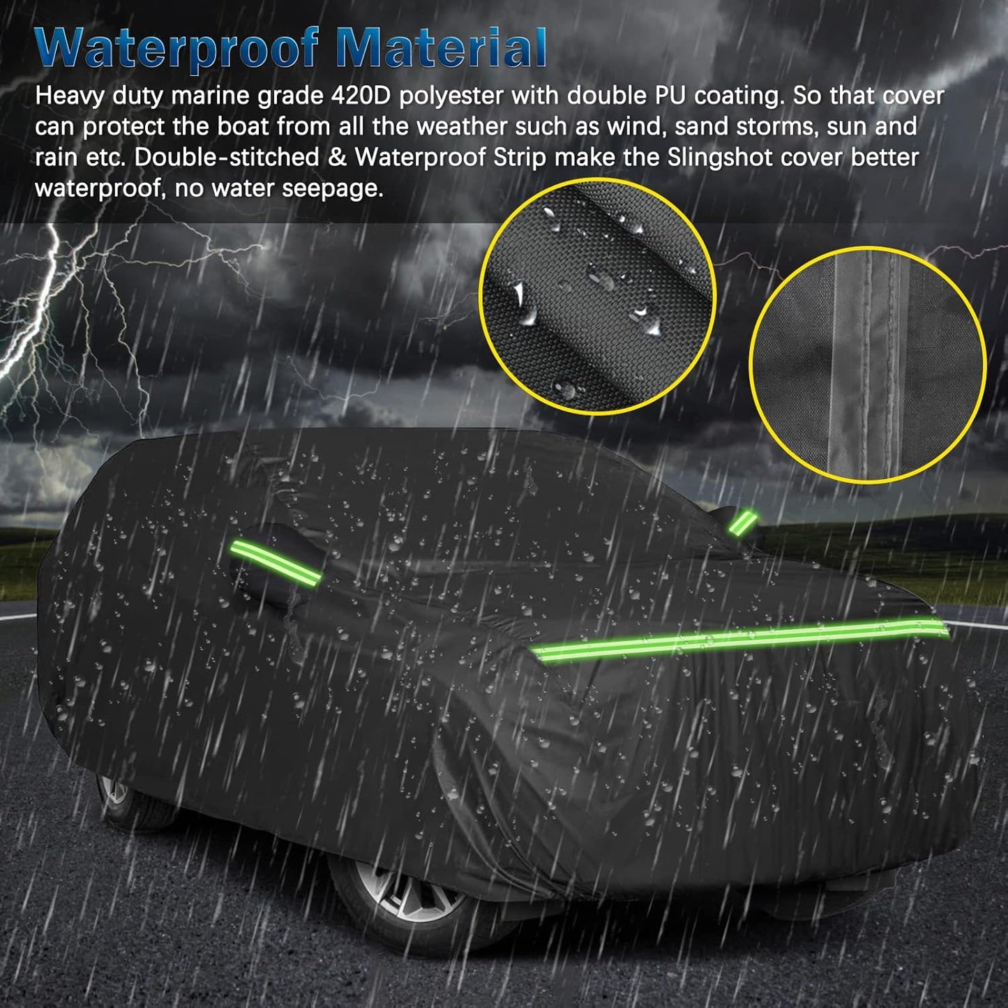 Car Cover Waterproof for 2007-2025 Chevy Suburban/GMC Yukon XL/Cadillac Escalade ESV, Snowproof Outdoor Car Covers with Zipper Windproof Heavy Duty All Weather (Black)