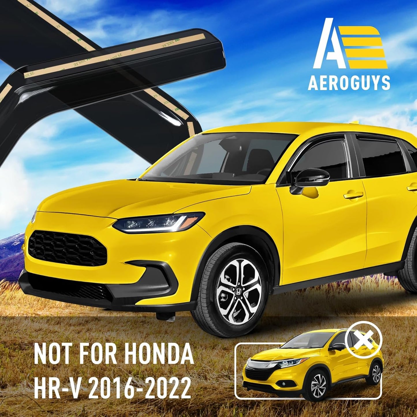 Extra Durable Window Deflectors in-Channel Window Visors Rain Guards Fit for Honda HR-V 2023-2025, Sun Visors, Wind Vent for Shades, Exterior Car Accessories - 4pcs. AG0594